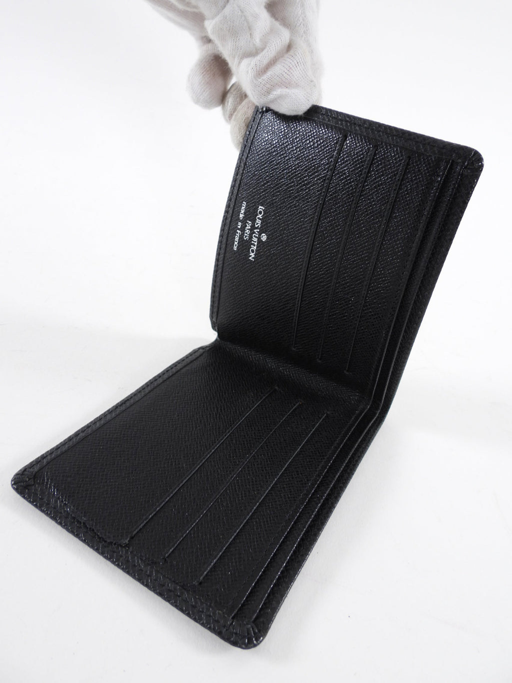 Louis Vuitton Black Taiga Leather Bifold Slim Wallet