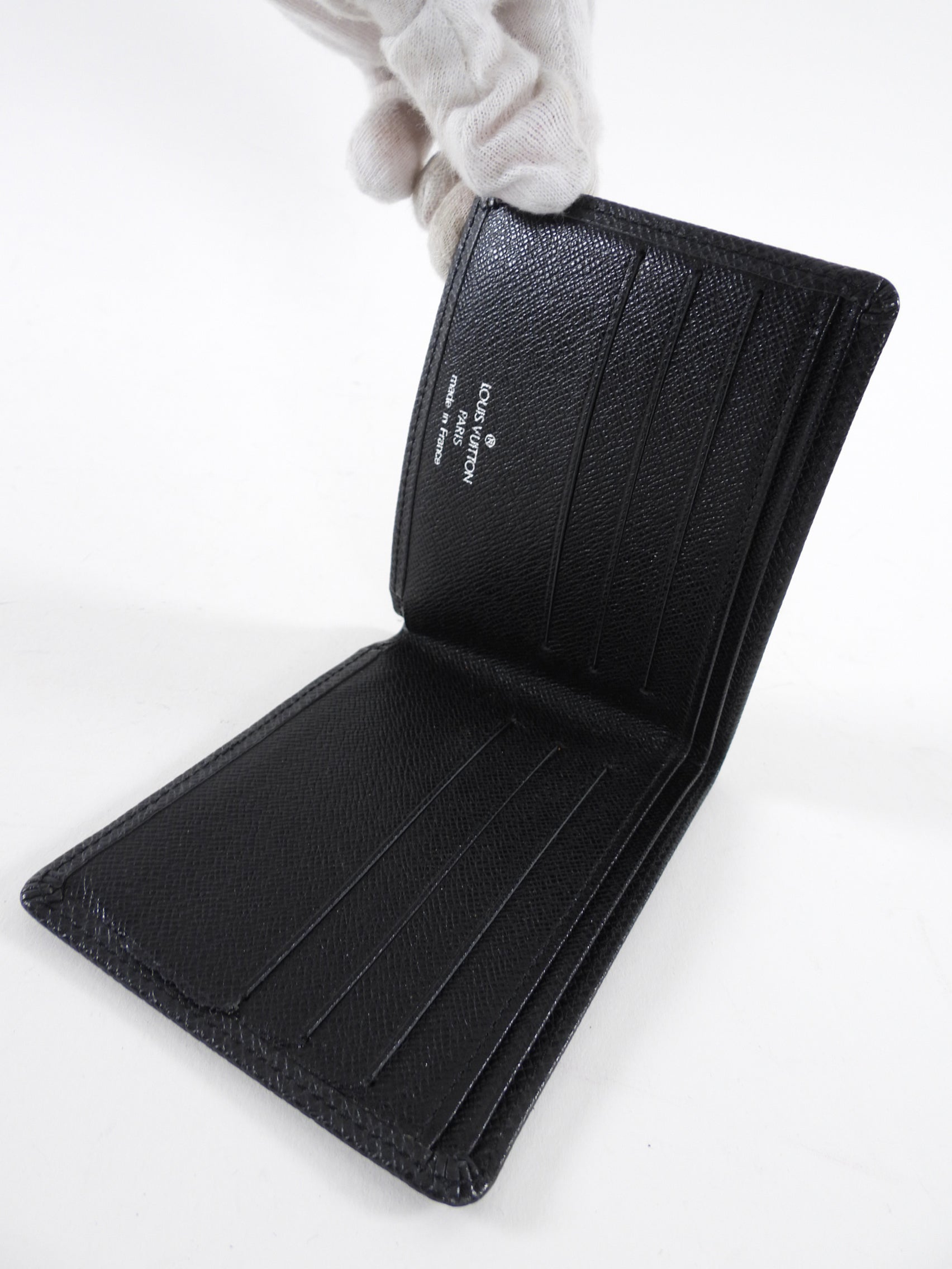 Louis Vuitton Black Taiga Leather Bifold Slim Wallet