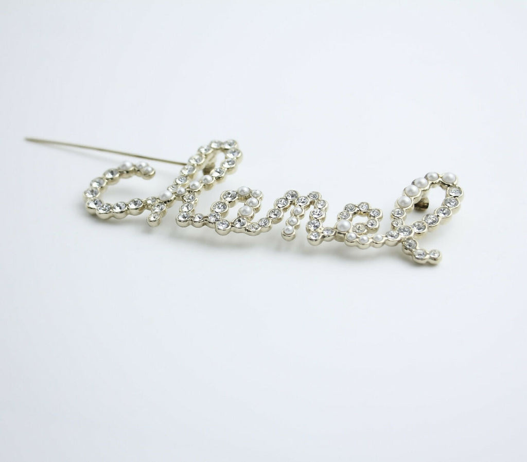 Chanel B19K Rhinestone English Word ‘CHANEL’ Brooch