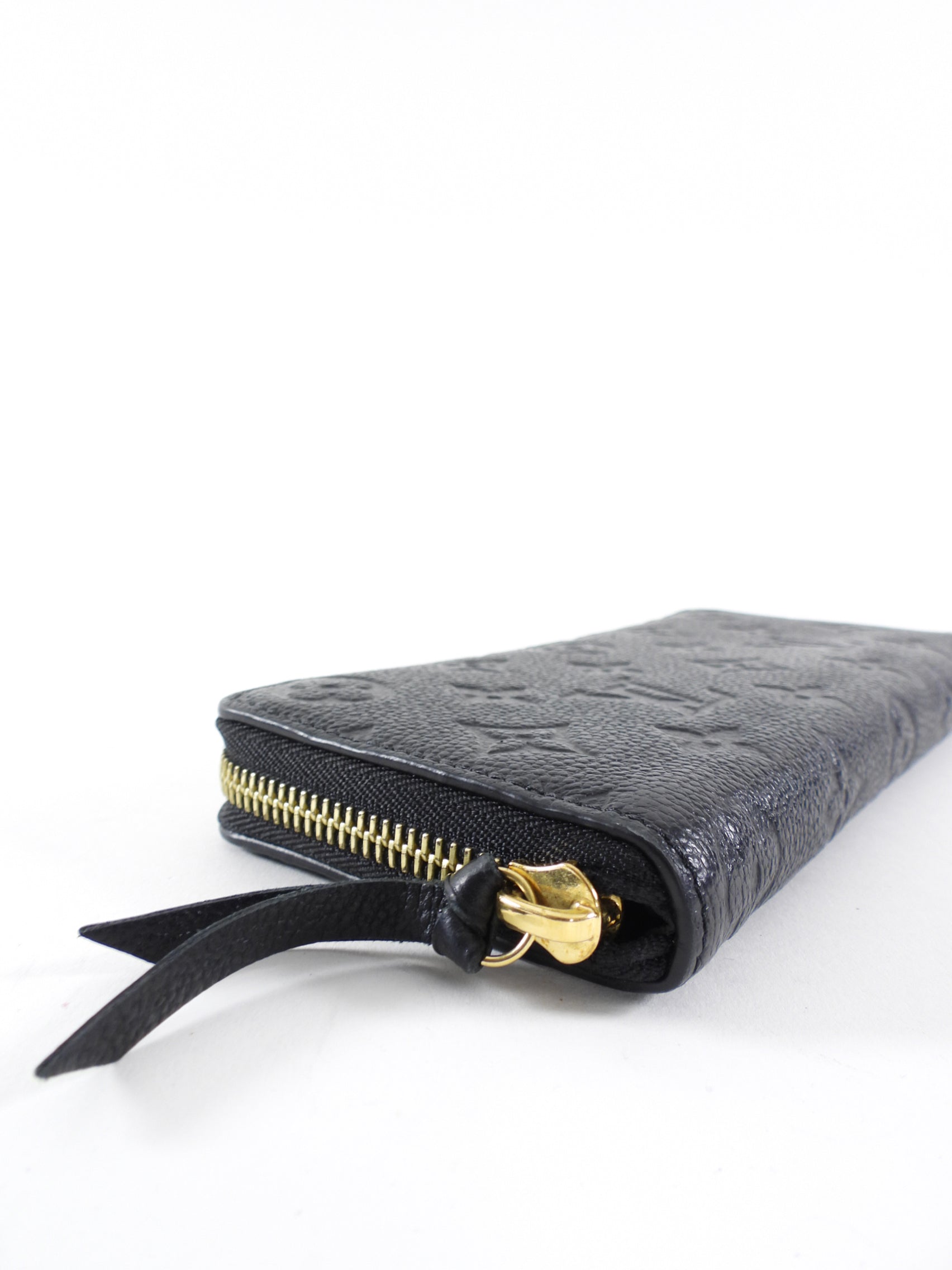 Louis Vuitton Black Monogram Empreinte Leather Clemence Zip Wallet