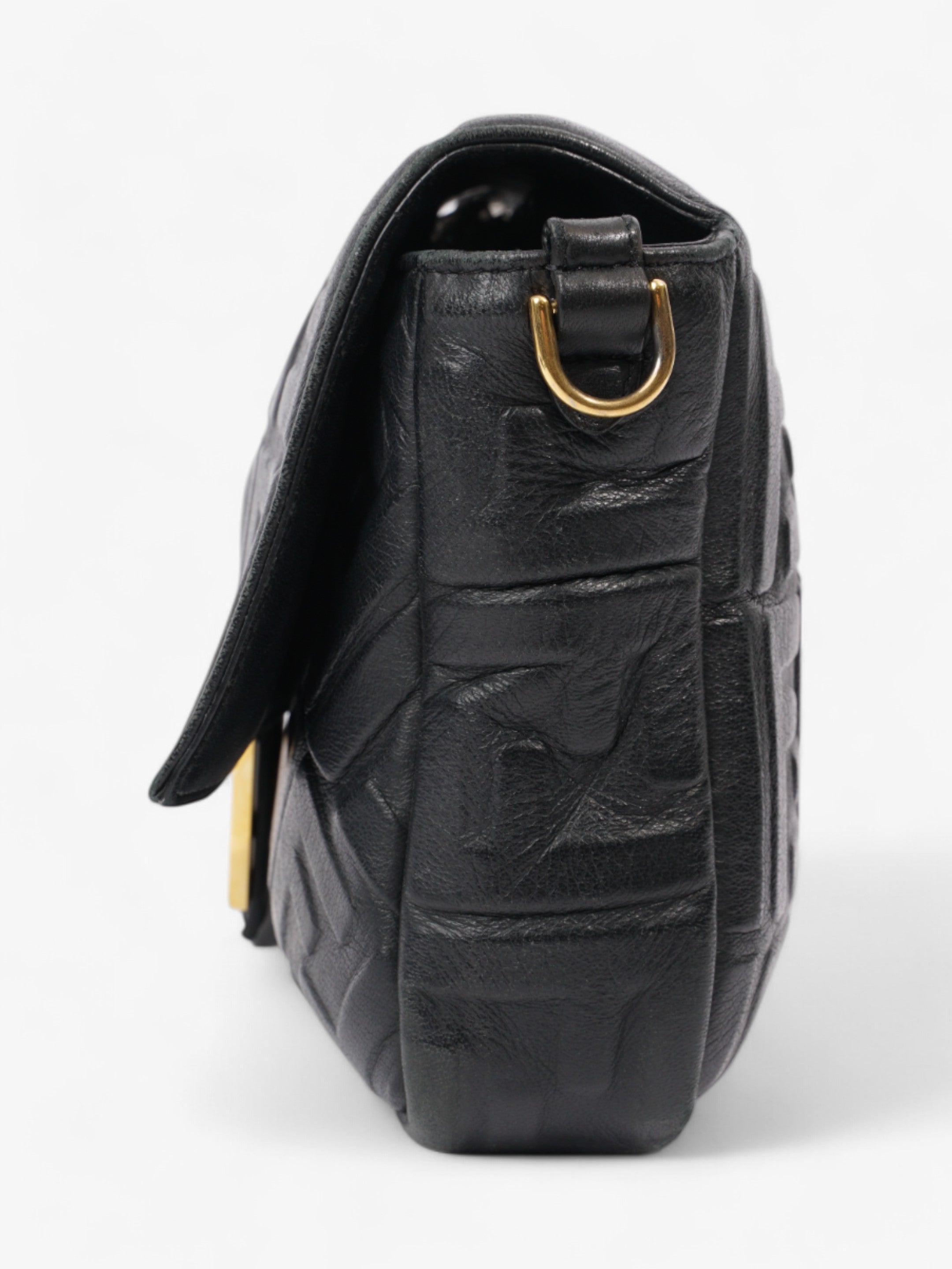 Fendi Baguette Black Lambskin Leather Large