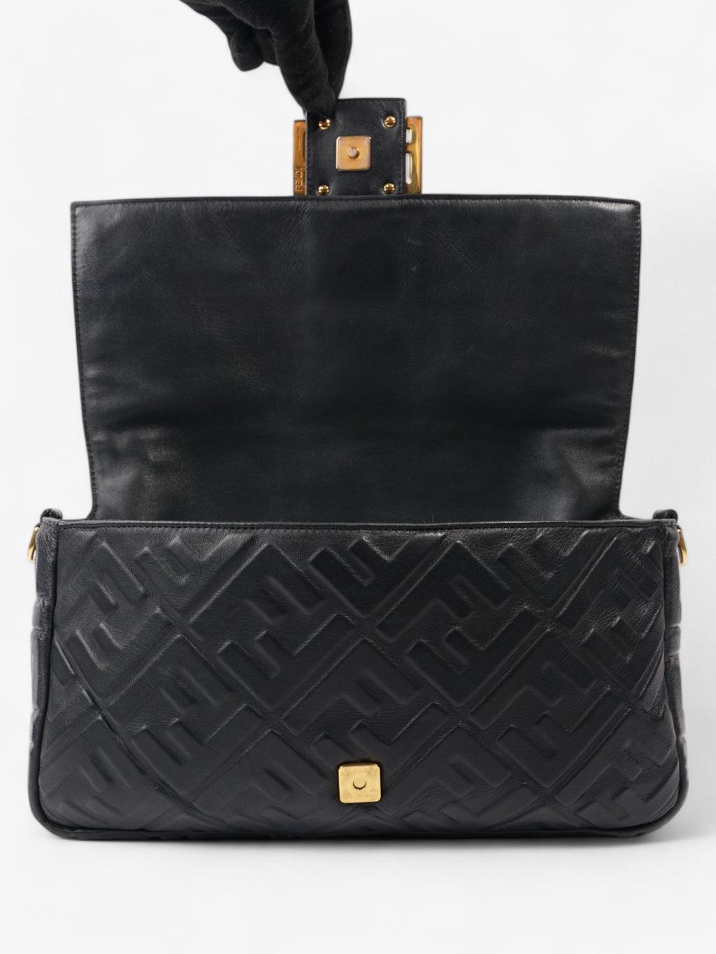 Fendi Baguette Black Lambskin Leather Large