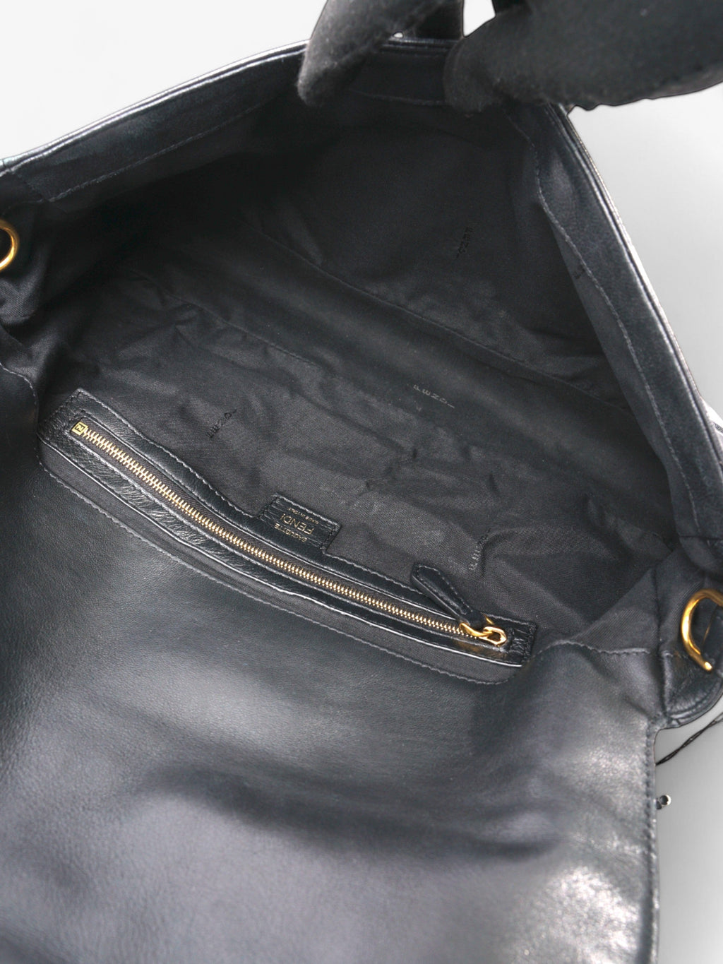 Fendi Baguette Black Lambskin Leather Large