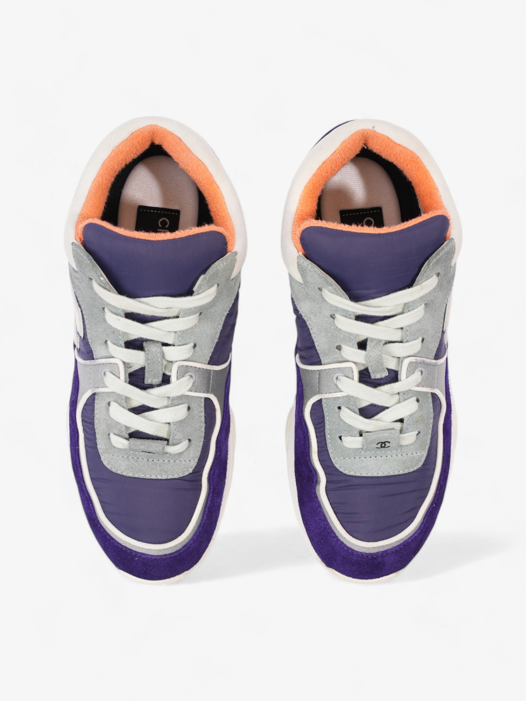 Chanel CC Logo Sneakers Blue / White / Orange Suede EU 39.5 UK 6.5