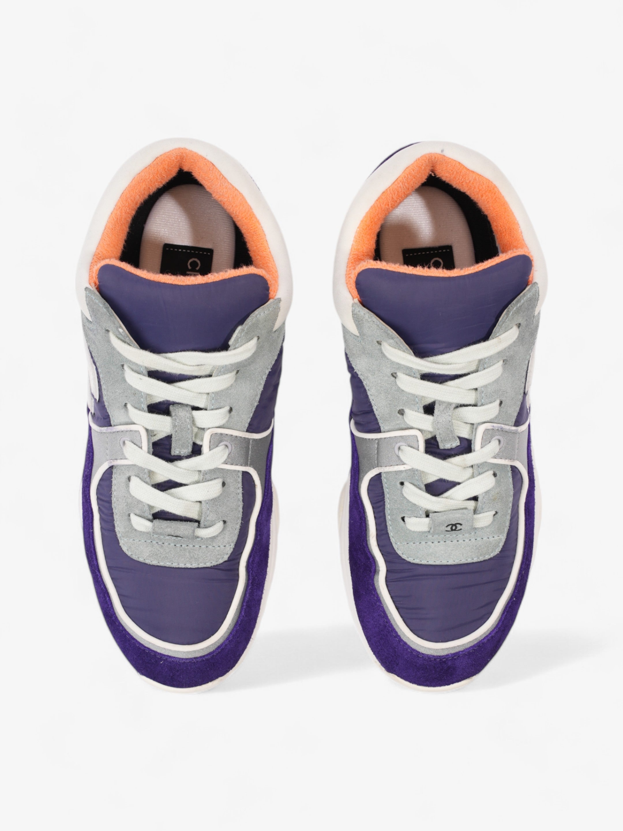 Chanel CC Logo Sneakers Blue / White / Orange Suede EU 39.5 UK 6.5