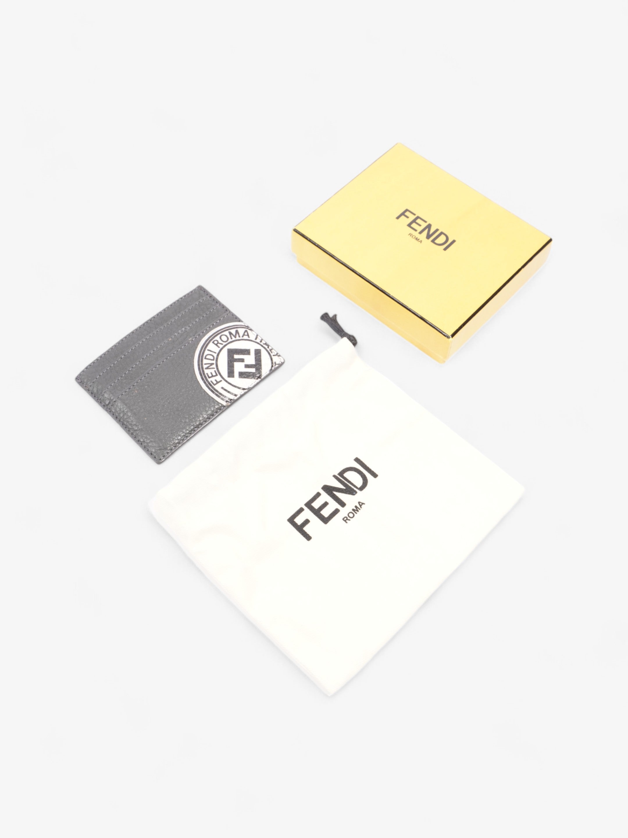 Fendi Roma  Holder Charcoal / White Leather