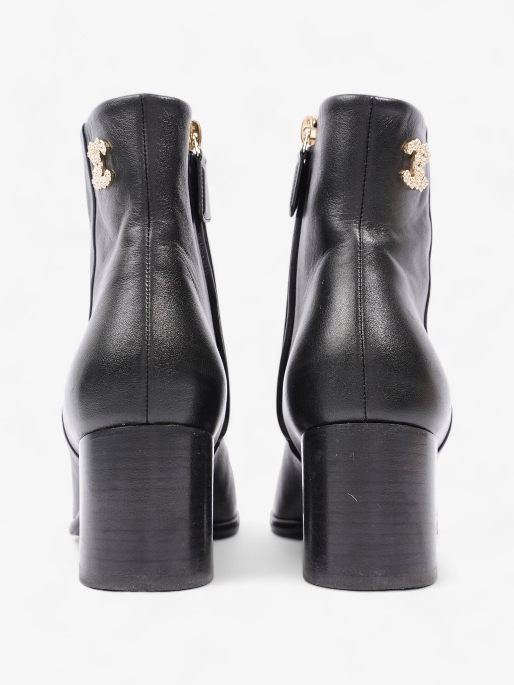 Chanel CC Boots 50 Black / Gold Leather EU 37.5 UK 4.5