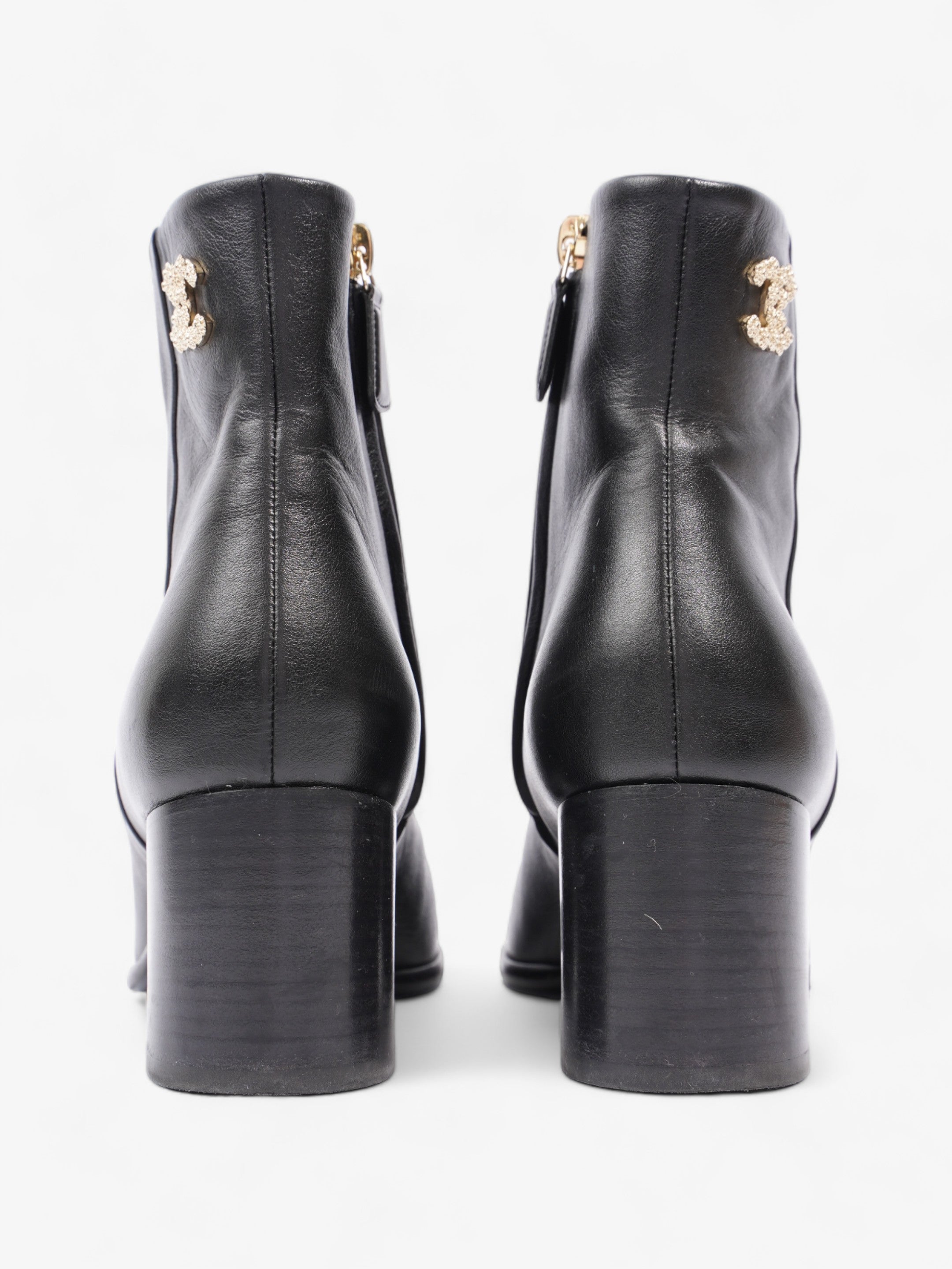 Chanel CC Boots 50 Black / Gold Leather EU 37.5 UK 4.5