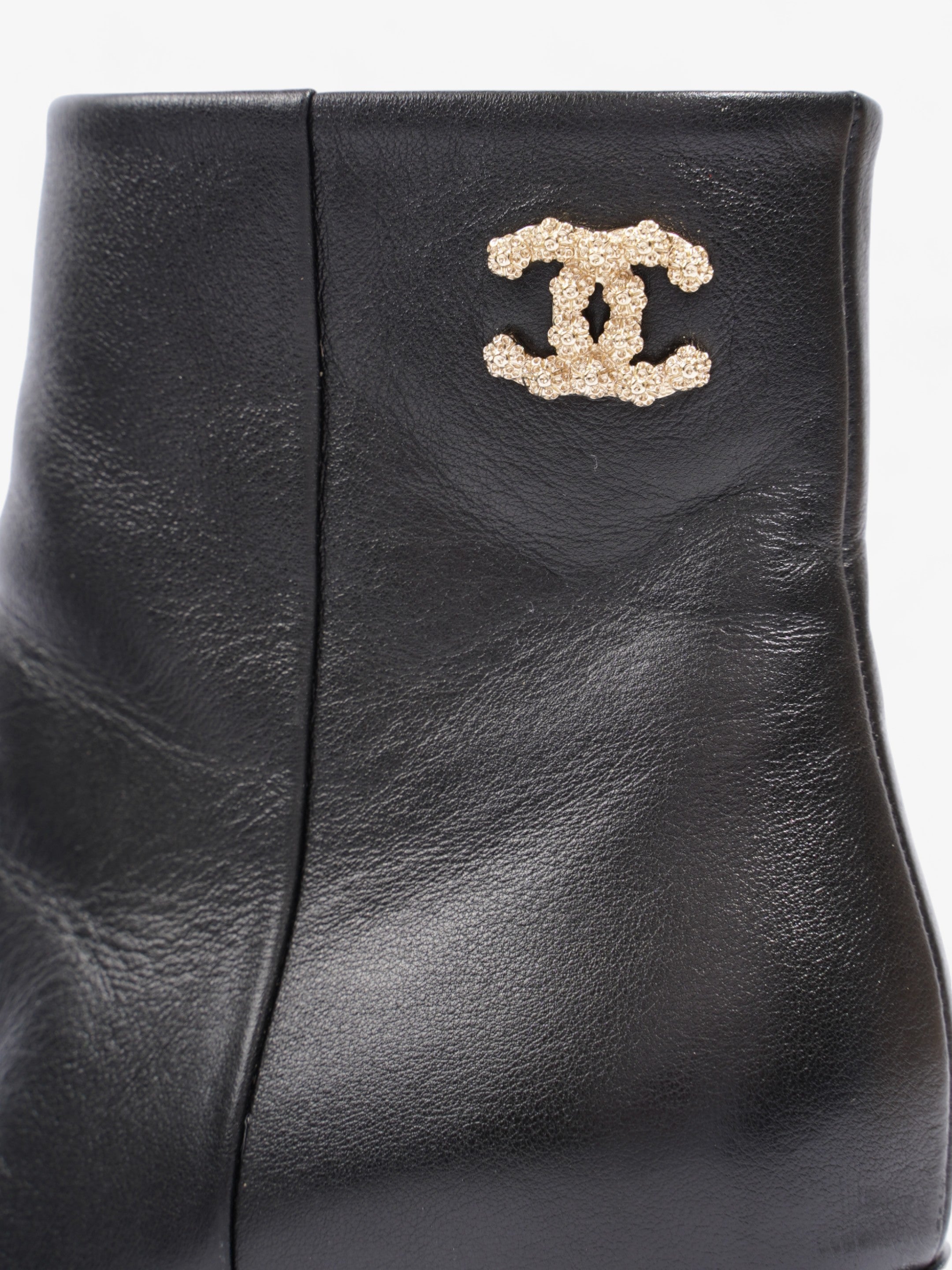 Chanel CC Boots 50 Black / Gold Leather EU 37.5 UK 4.5