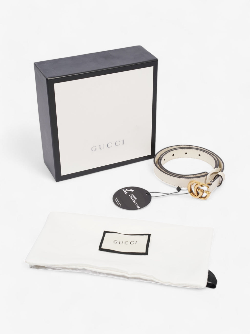 Gucci GG Marmont Thin Belt Cream / Gold Leather 85cm / 34"