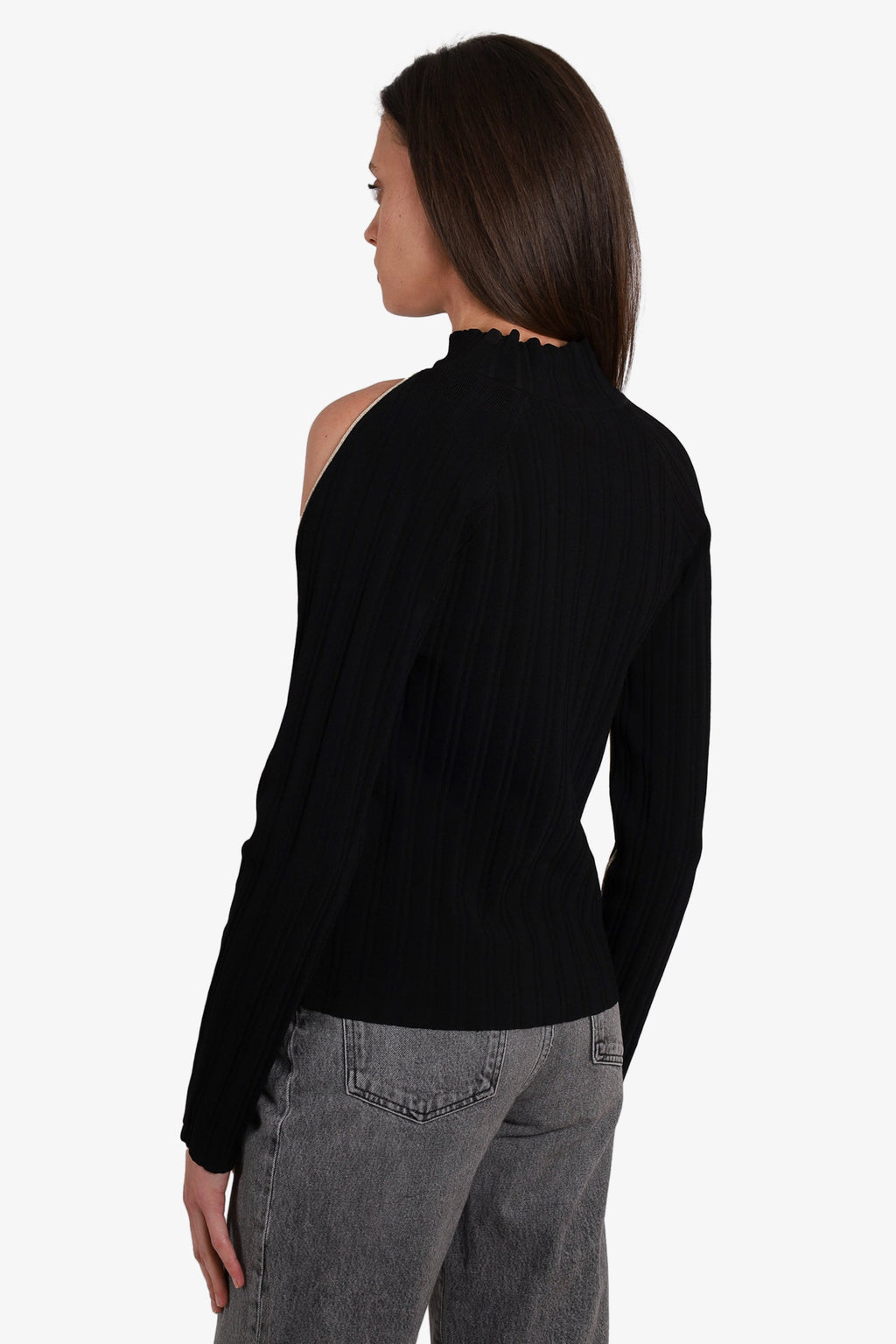 L'AGENCE Black Golden Cold shoulder Sweater Size XL