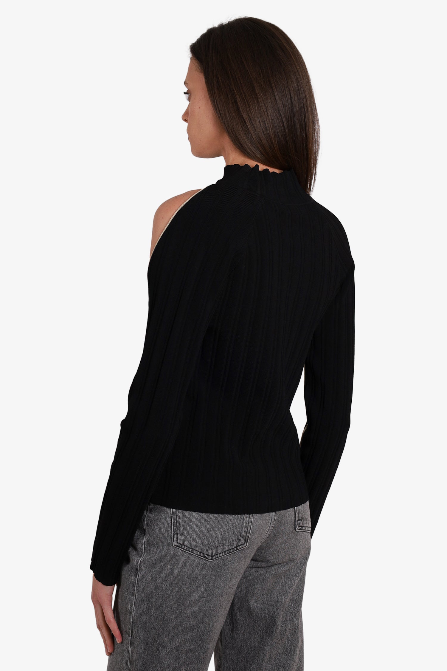 L'AGENCE Black Golden Cold shoulder Sweater Size XL