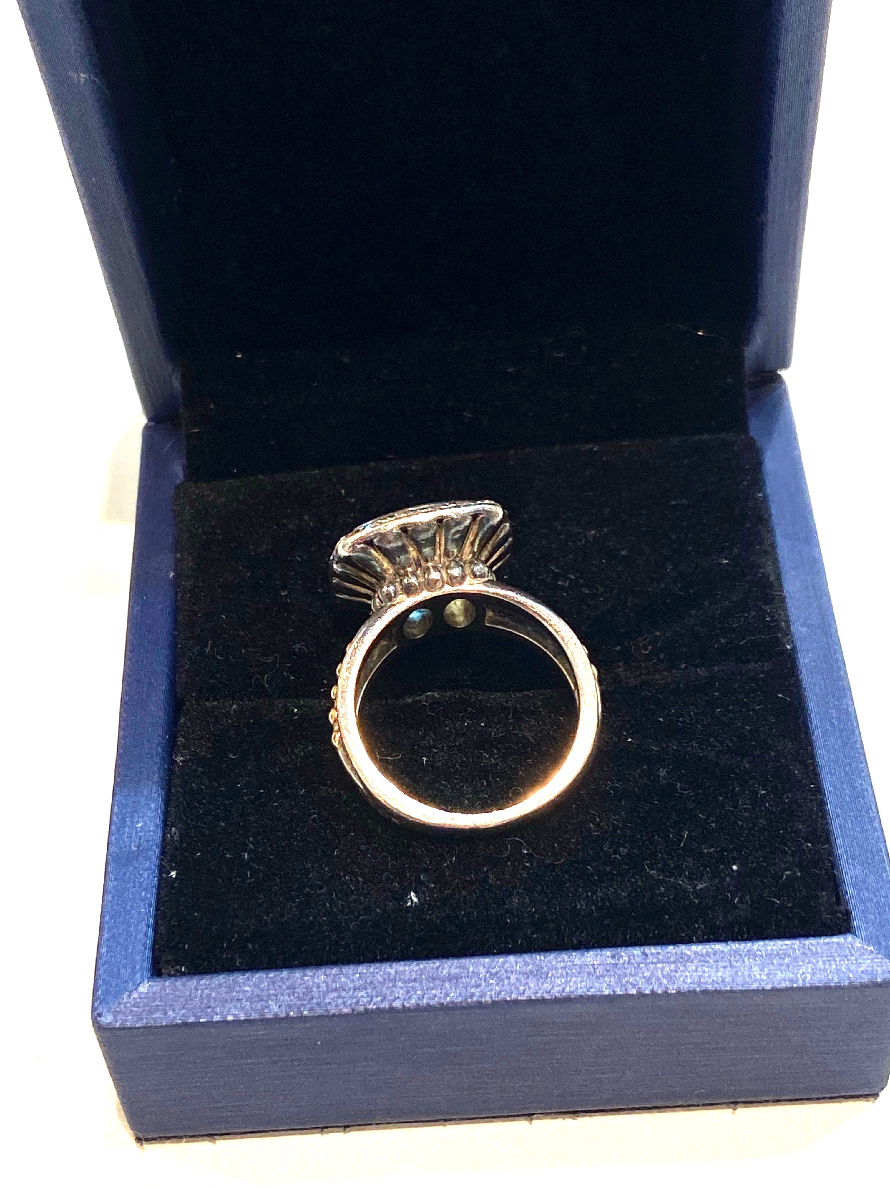 LAGOS SILVER 18K GOLD BLUE TOPAZ & DIAMONDS RING