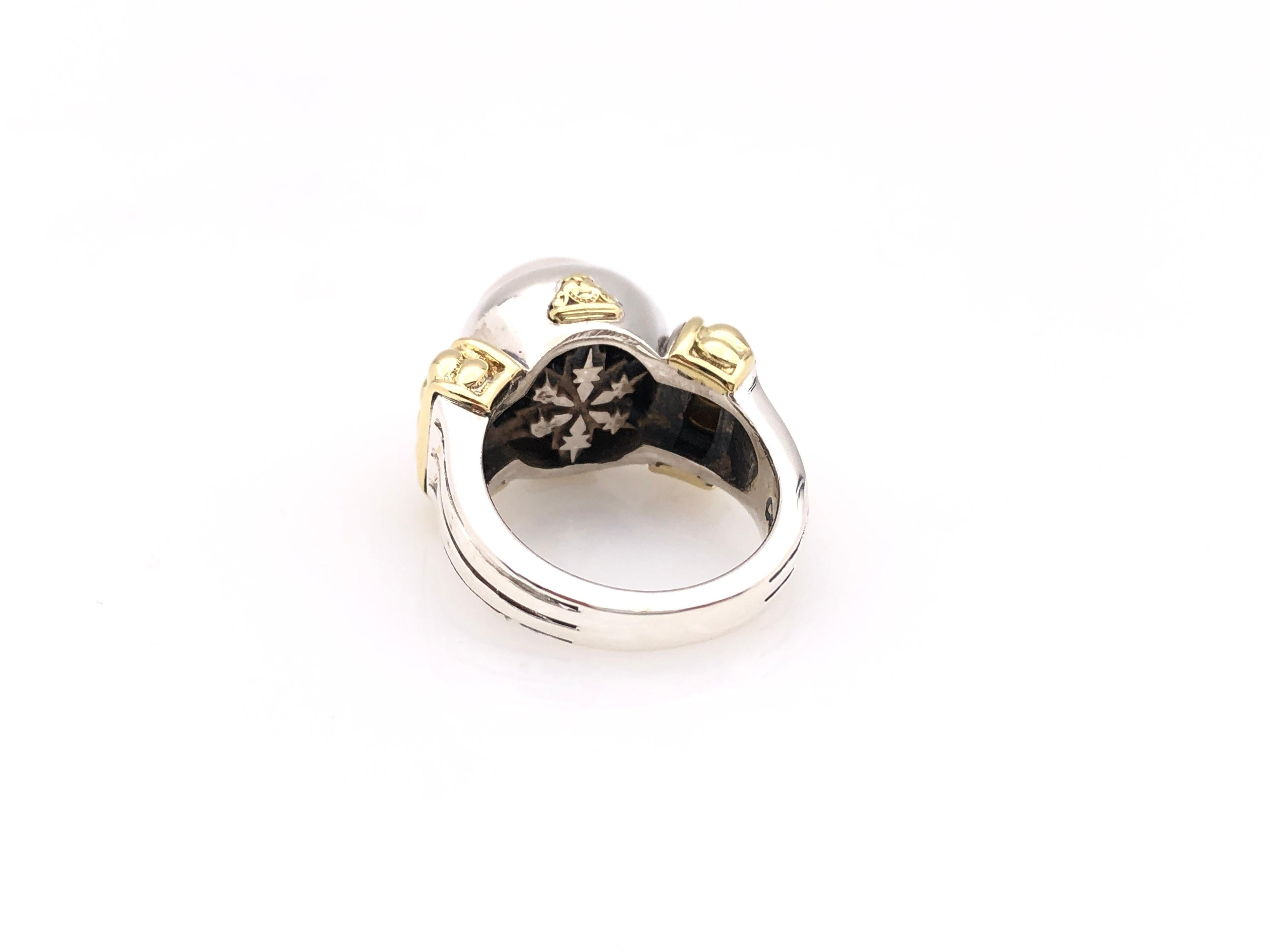 LAGOS LUNA PEARL 18K GOLD AND SILVER RING