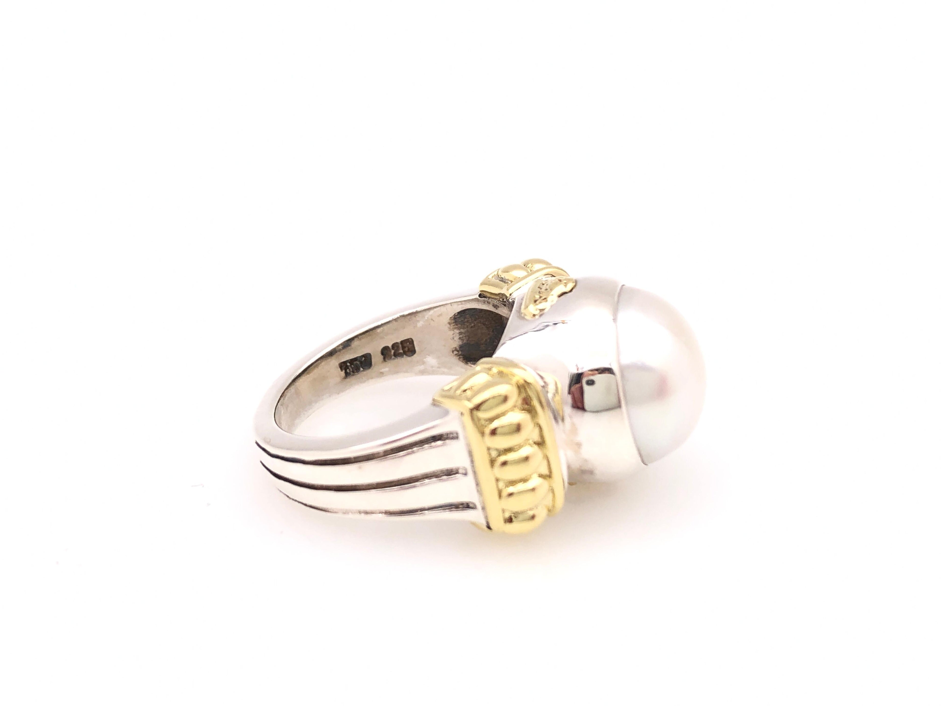 LAGOS LUNA PEARL 18K GOLD AND SILVER RING