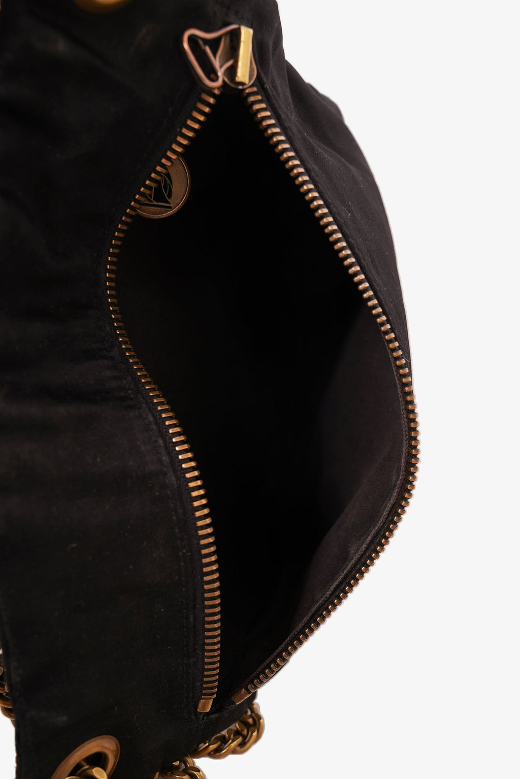 Lanvin Black Satin Shoulder Bag Gold Chain Handle
