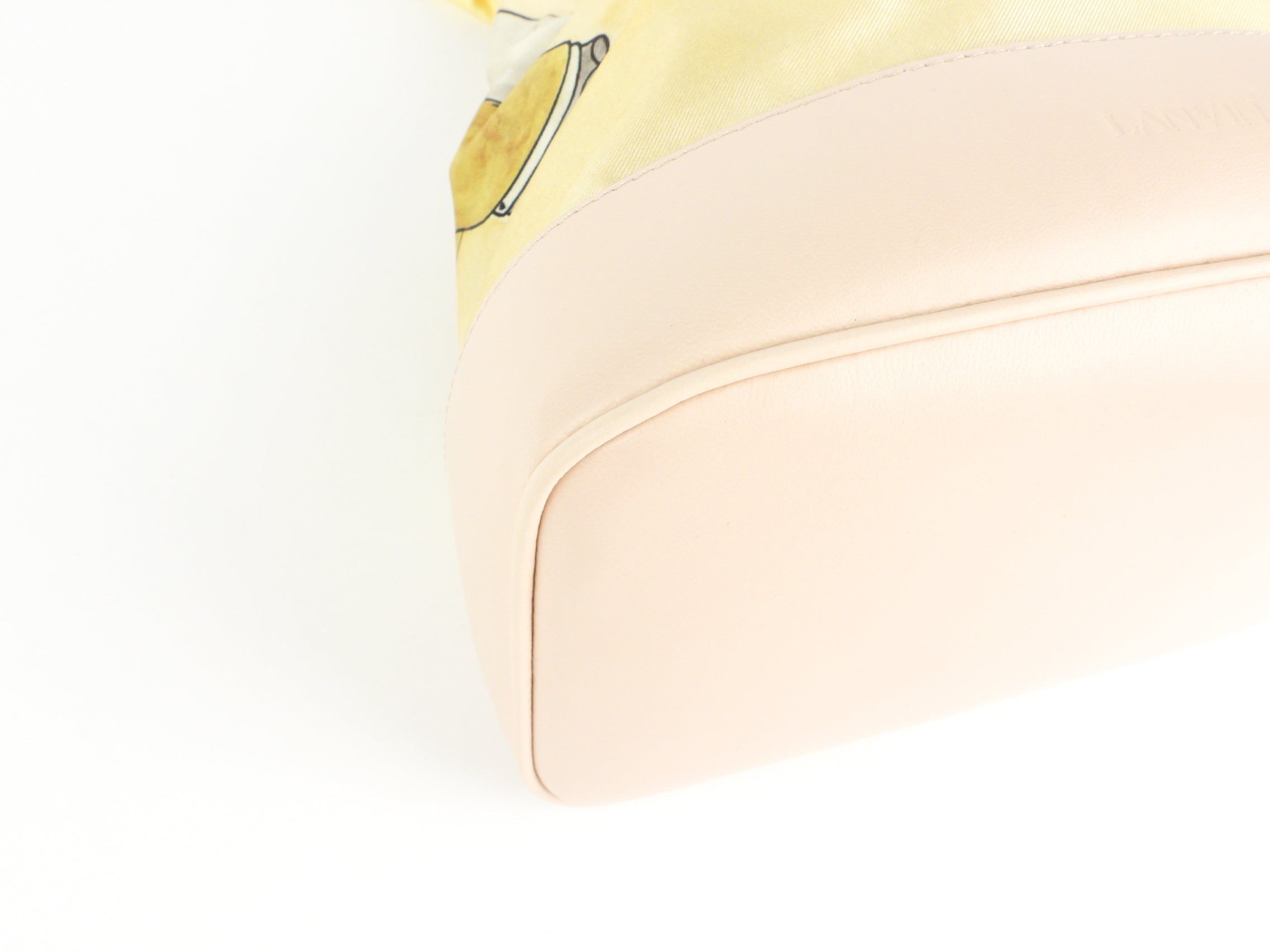 Lanvin Limited Edition Pastel Yellow Babar Printed Silk and Leather Hobo Bag