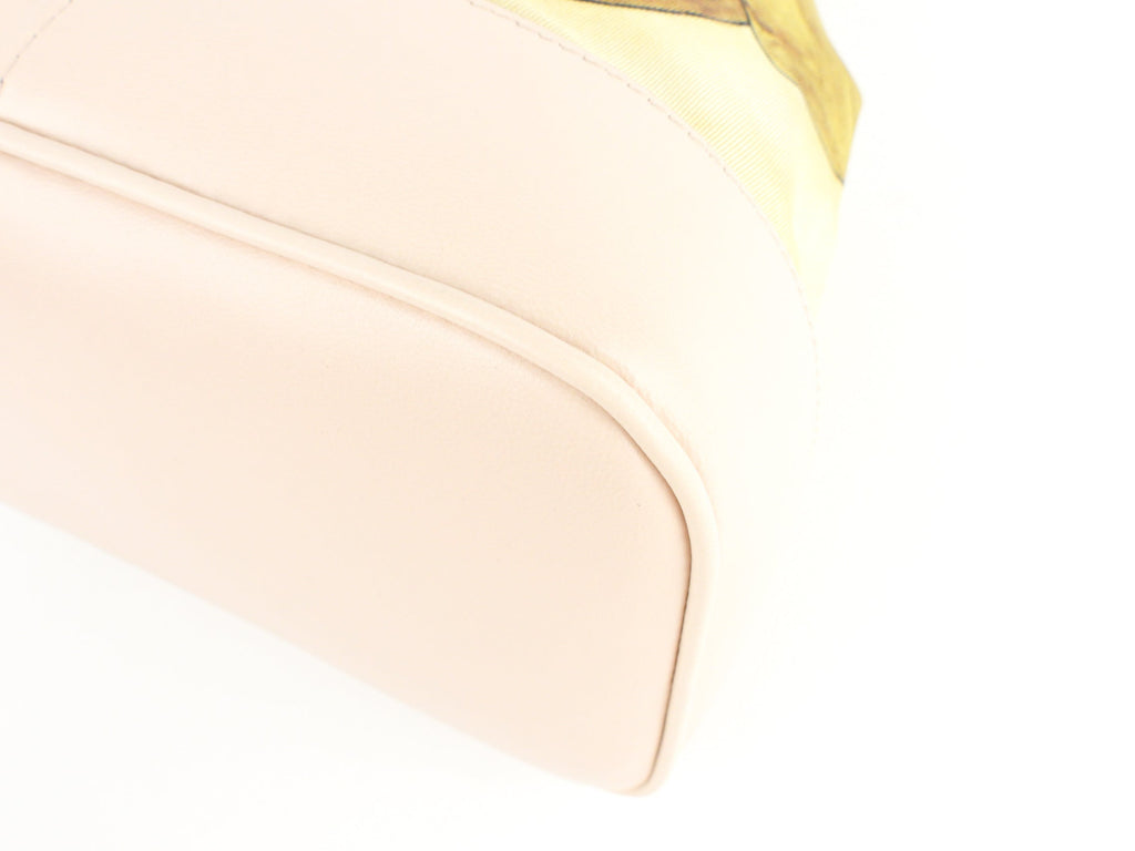 Lanvin Limited Edition Pastel Yellow Babar Printed Silk and Leather Hobo Bag