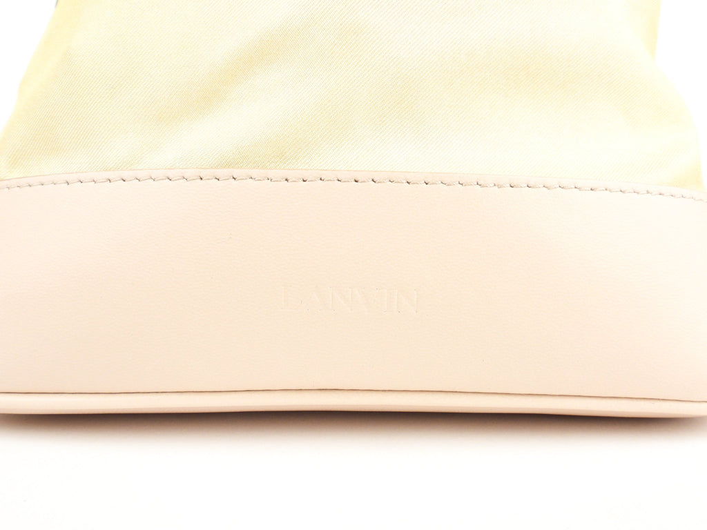 Lanvin Limited Edition Pastel Yellow Babar Printed Silk and Leather Hobo Bag