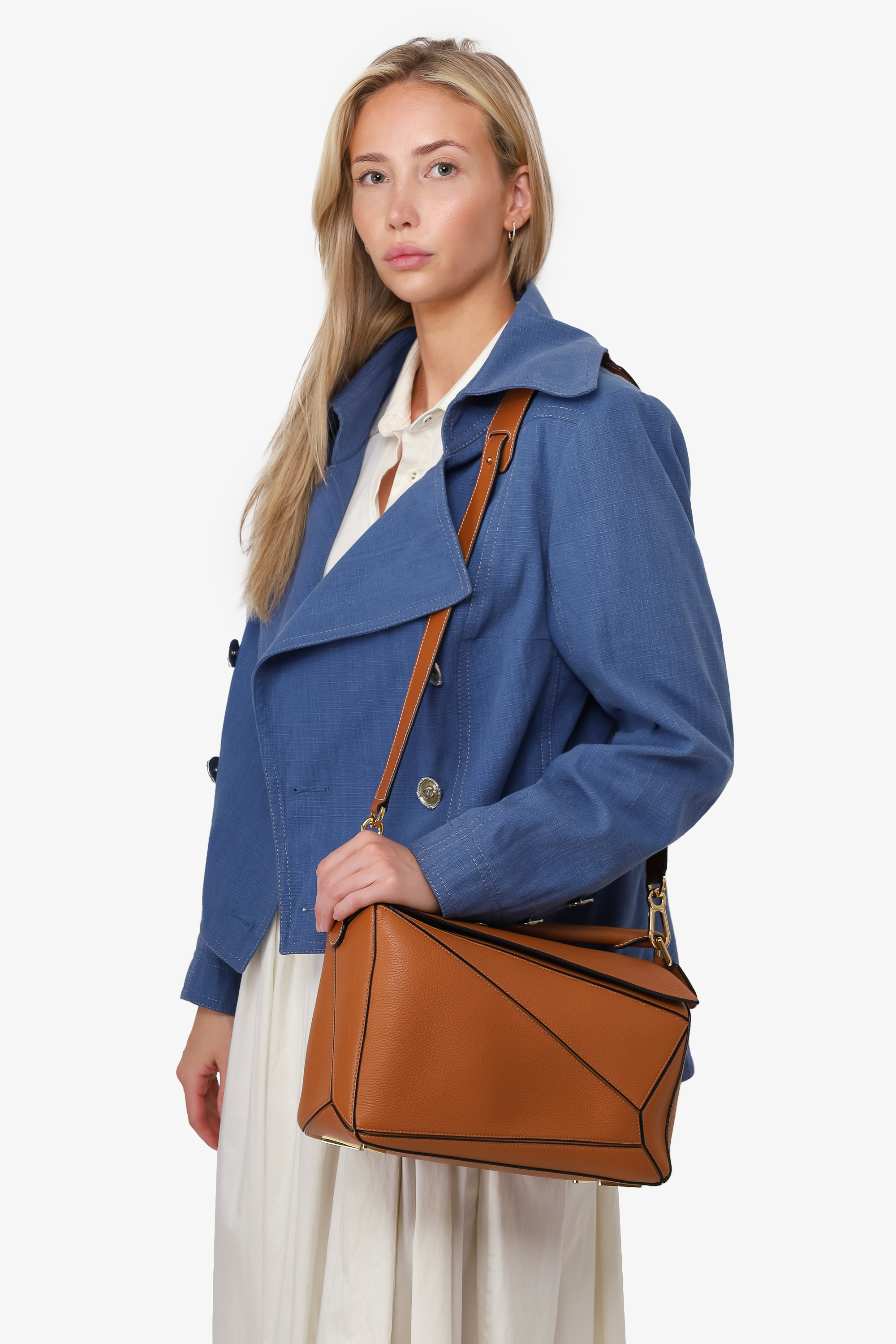 Loewe 2018 Brown Grained Calfskin Medium Puzzle Bag With Insert