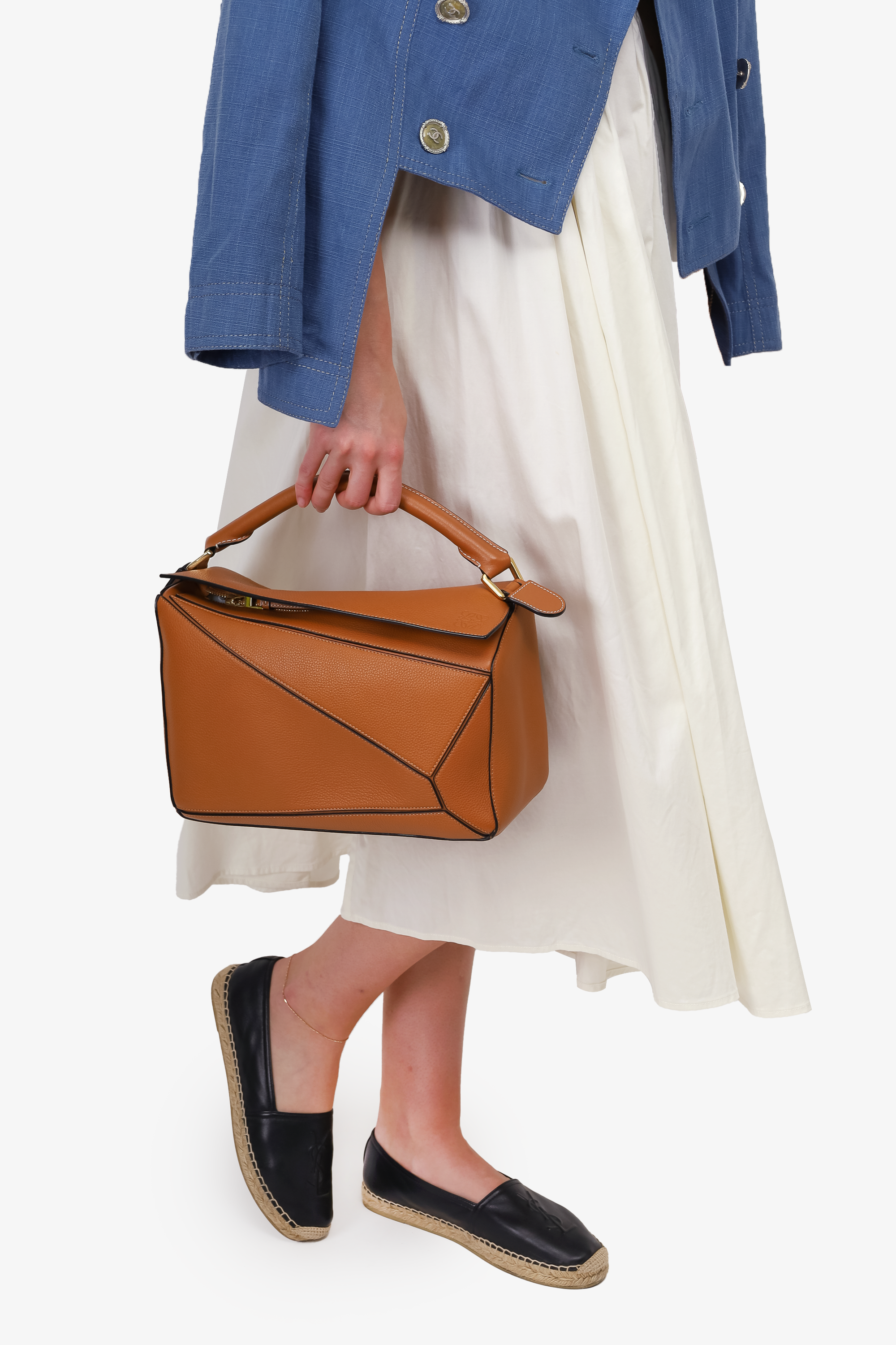 Loewe 2018 Brown Grained Calfskin Medium Puzzle Bag With Insert