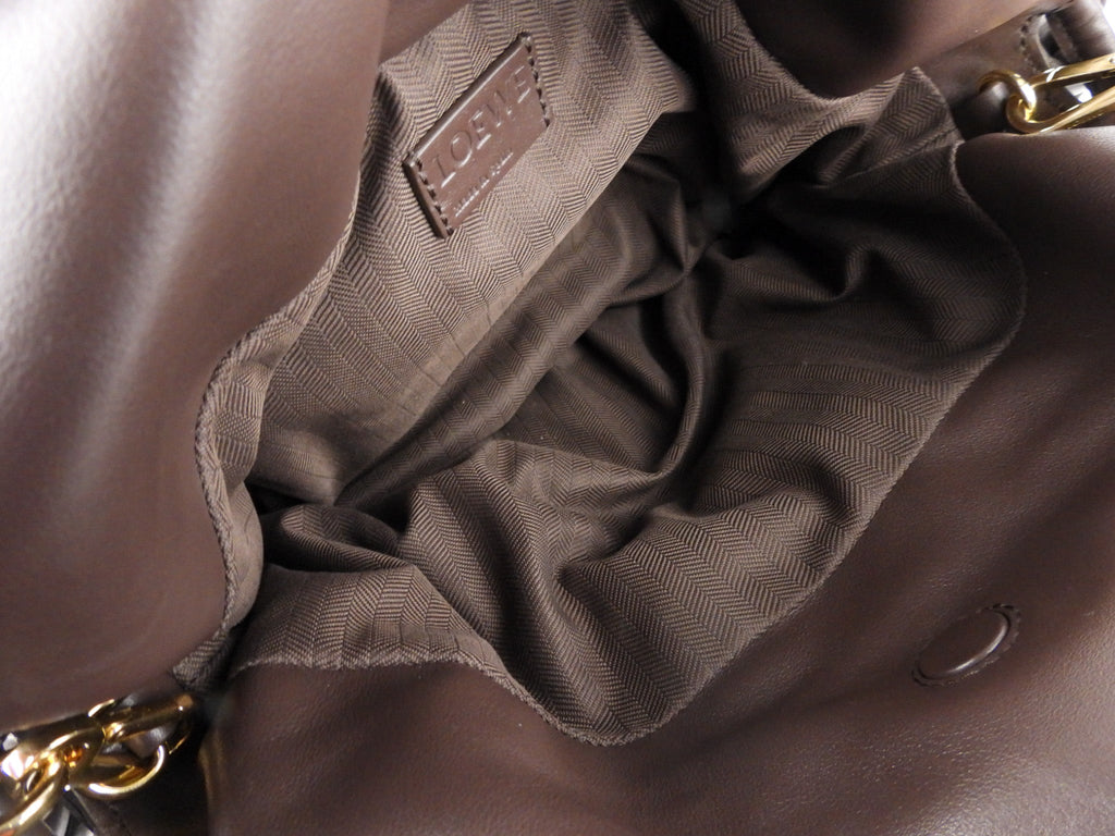 Loewe Brown Napa Calfskin Leather Flamenco Puffer Shoulder Bag  
