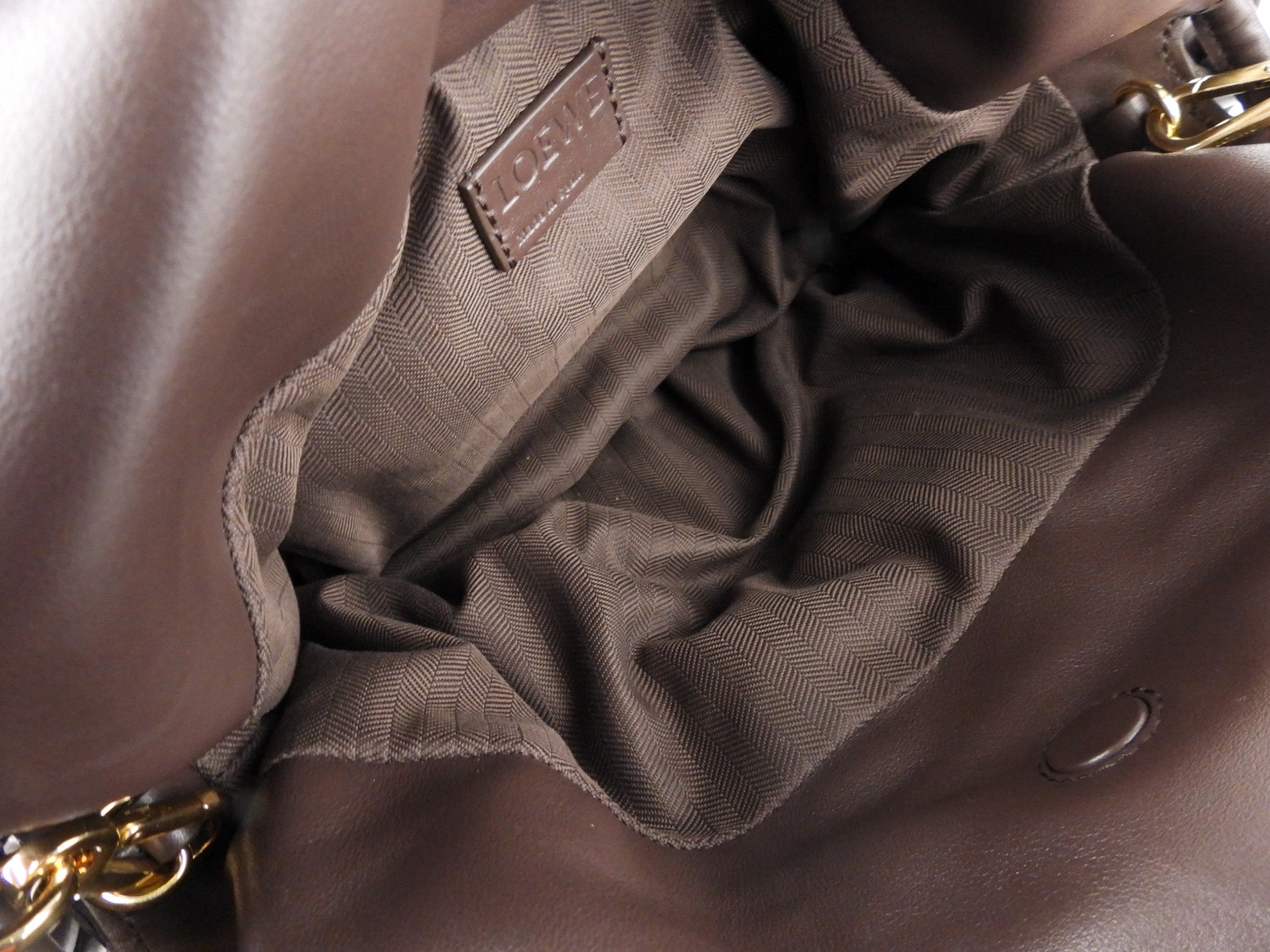 Loewe Brown Napa Calfskin Leather Flamenco Puffer Shoulder Bag  