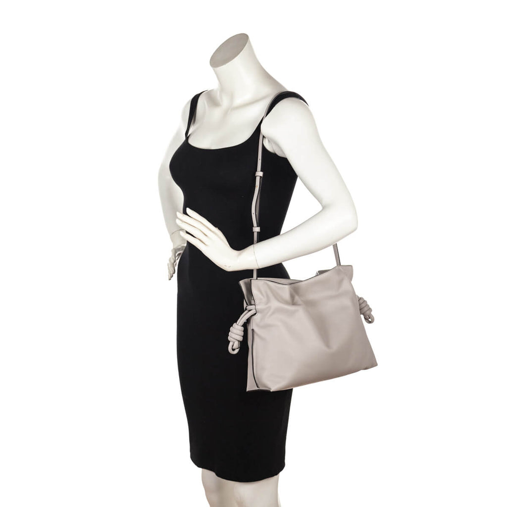 Loewe Ghost Gray Nappa Calfskin Medium Flamenco Clutch