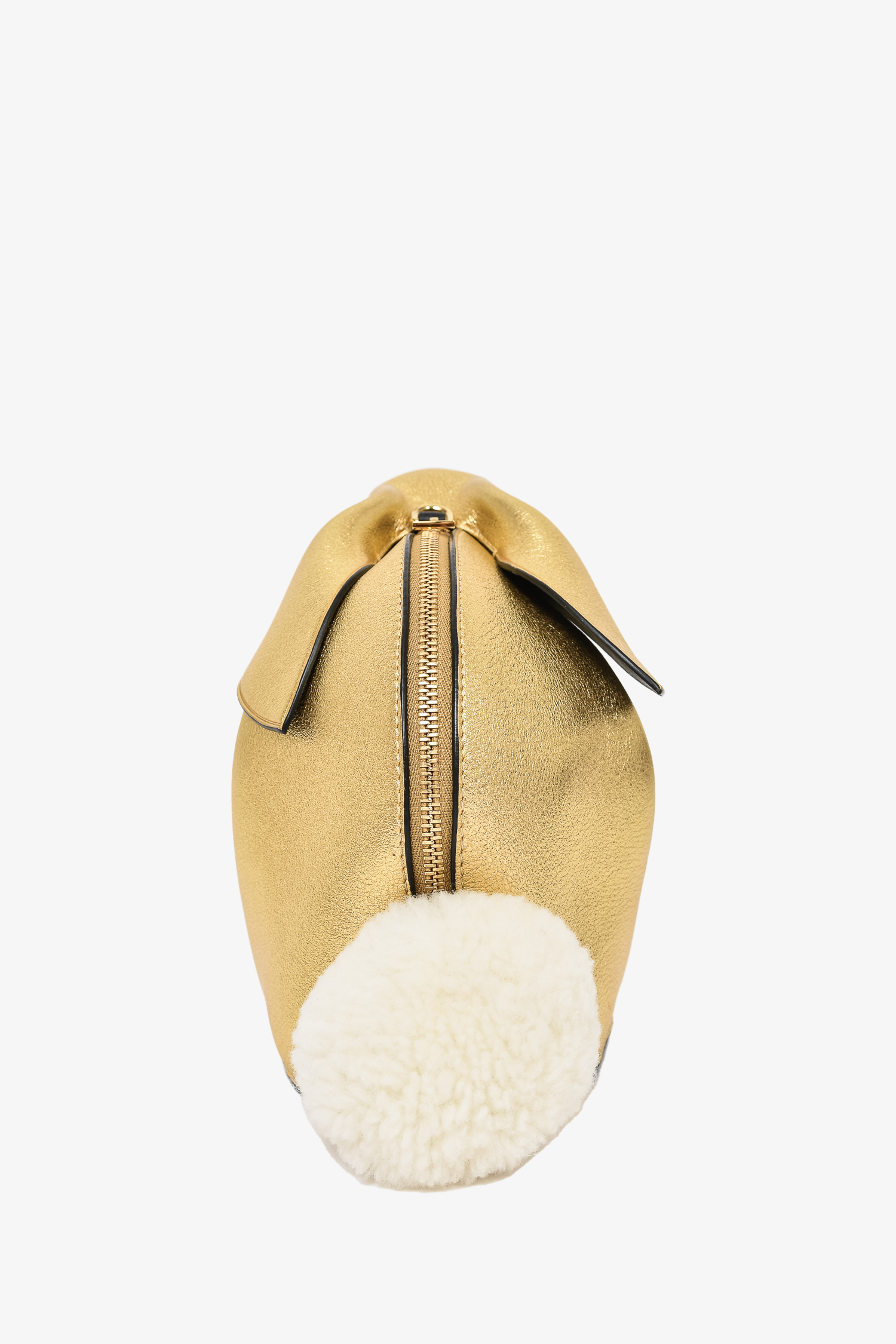 Loewe Gold Leather Rabbit Clutch with Crossbody Strap