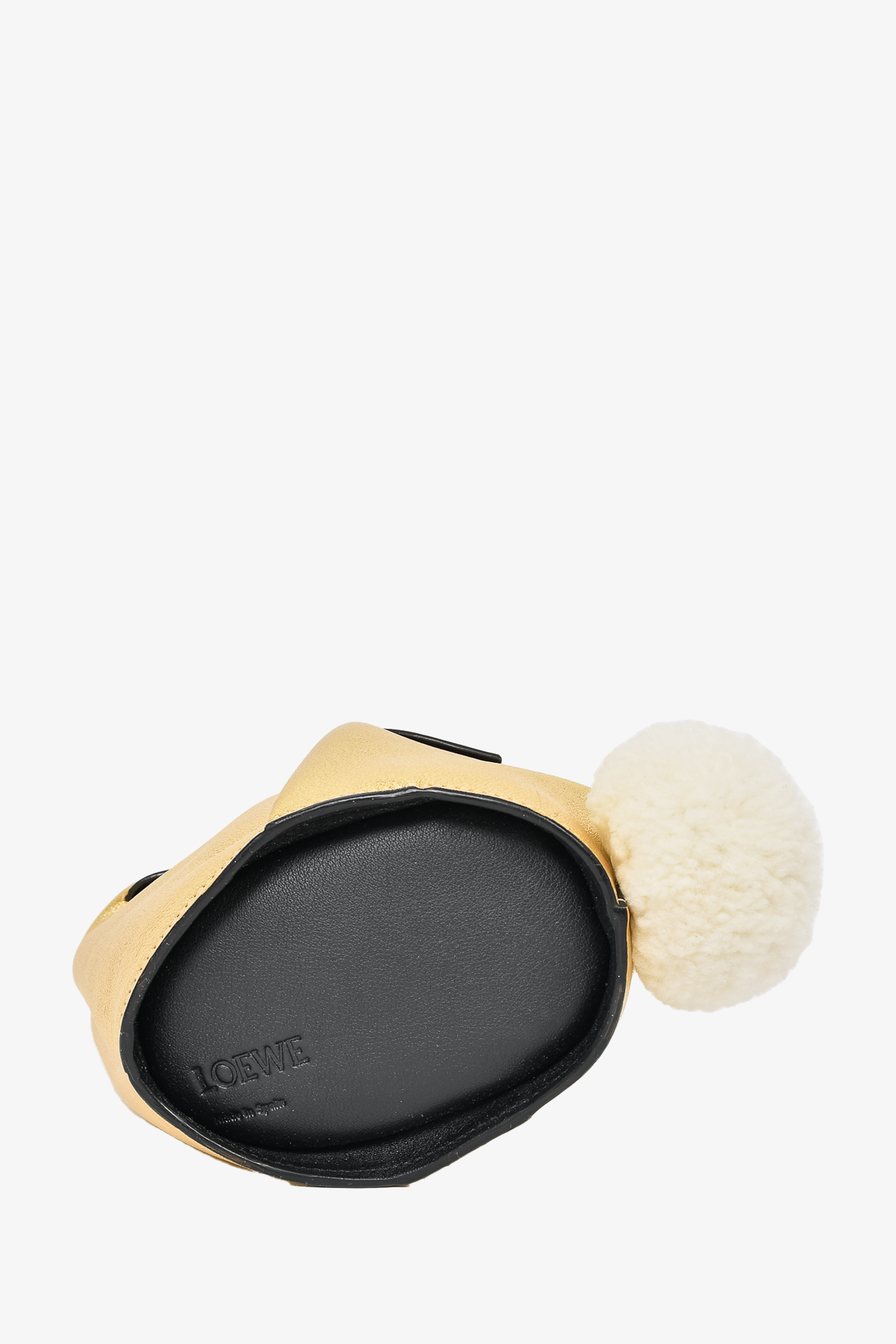 Loewe Gold Leather Rabbit Clutch with Crossbody Strap