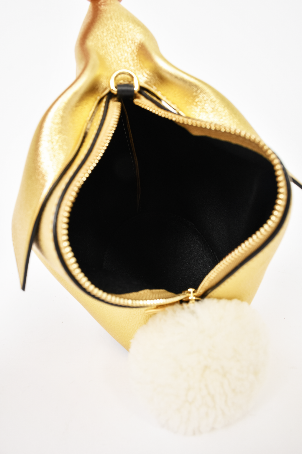 Loewe Gold Leather Rabbit Clutch with Crossbody Strap