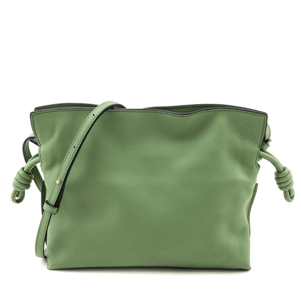 Loewe Green Calfskin Mini Flamenco Knot Clutch