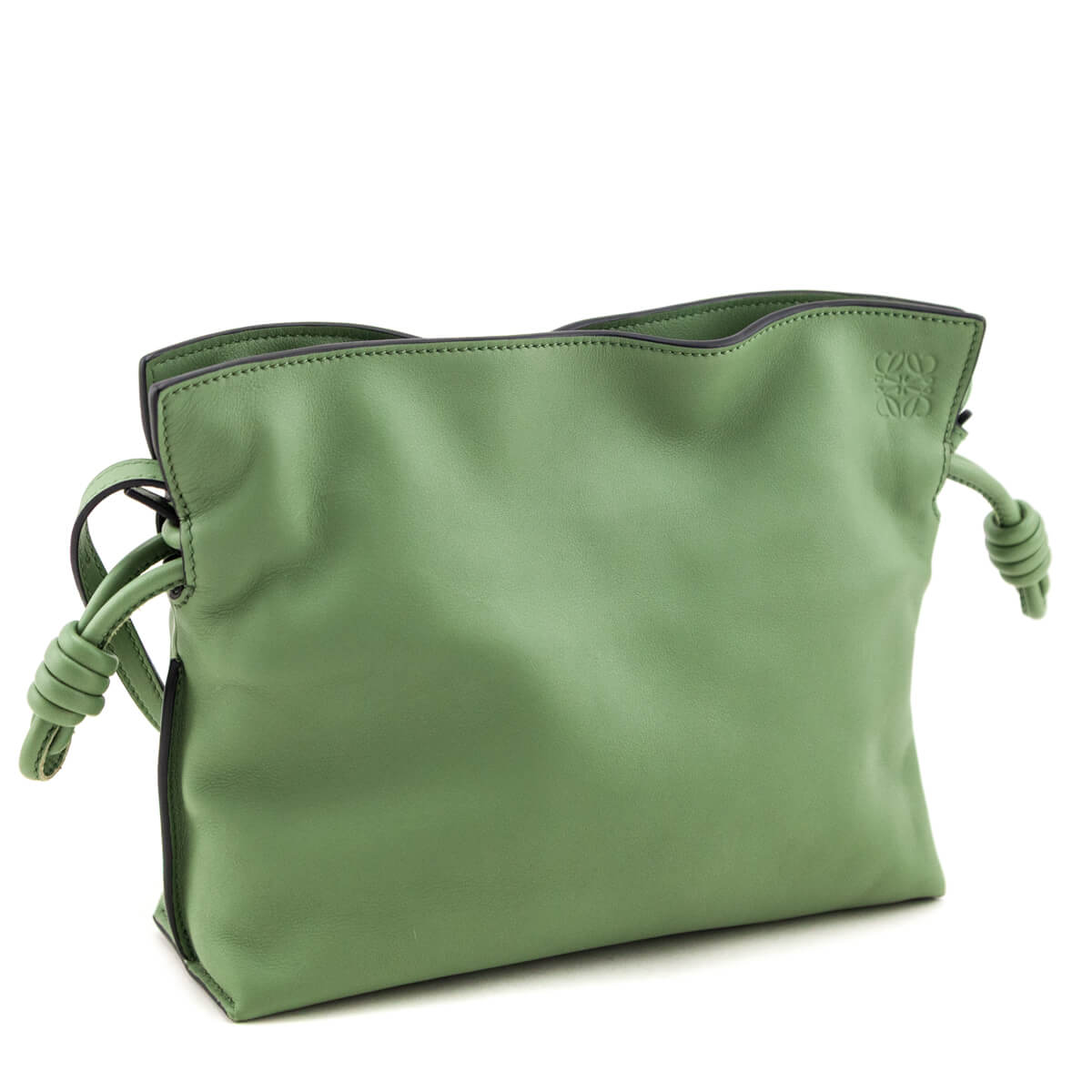 Loewe Green Calfskin Mini Flamenco Knot Clutch