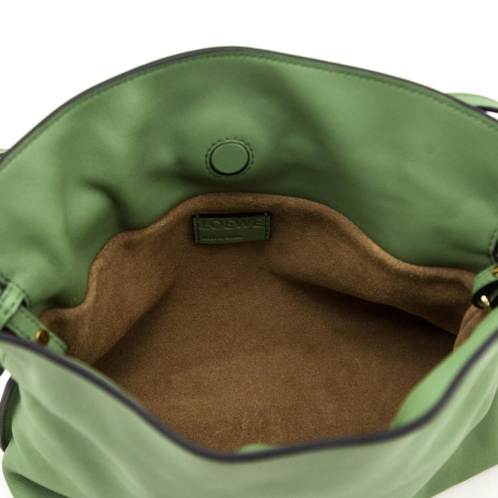 Loewe Green Calfskin Mini Flamenco Knot Clutch
