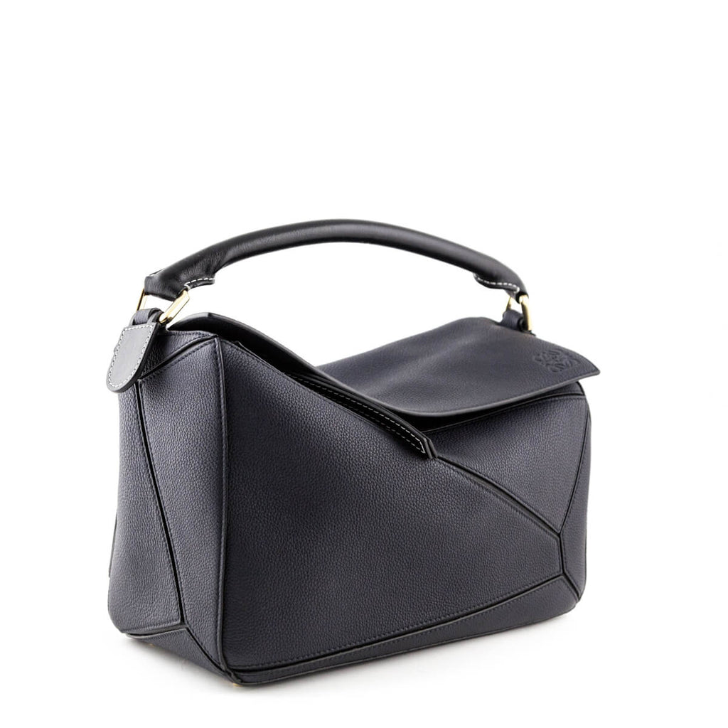 Loewe Midnight Blue & Black Calfskin Medium Puzzle Bag