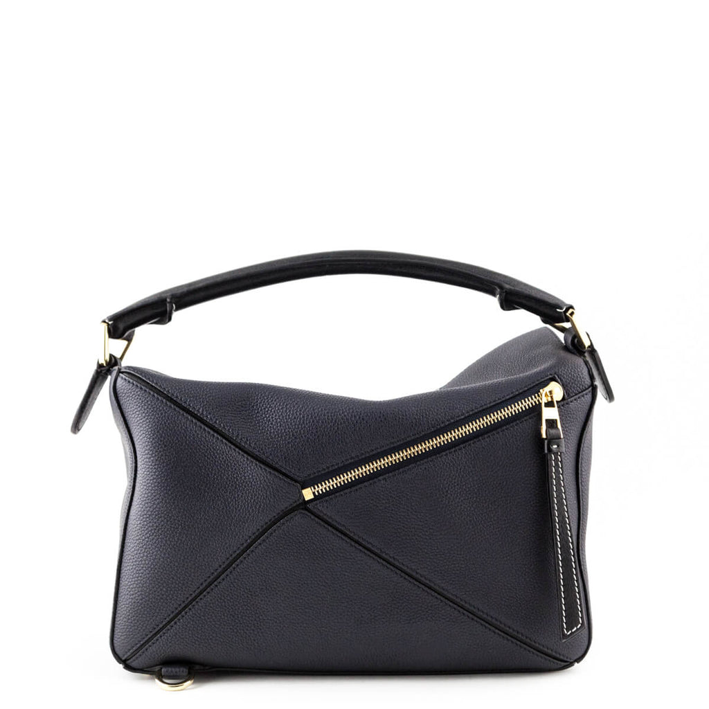 Loewe Midnight Blue & Black Calfskin Medium Puzzle Bag