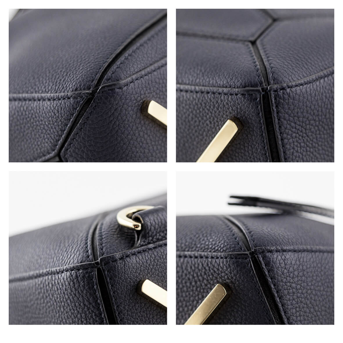 Loewe Midnight Blue & Black Calfskin Medium Puzzle Bag