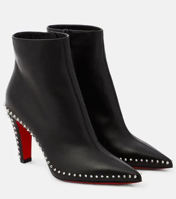 LOUBOUTIN VIDURA LEATHER STUDDED BOOTIES