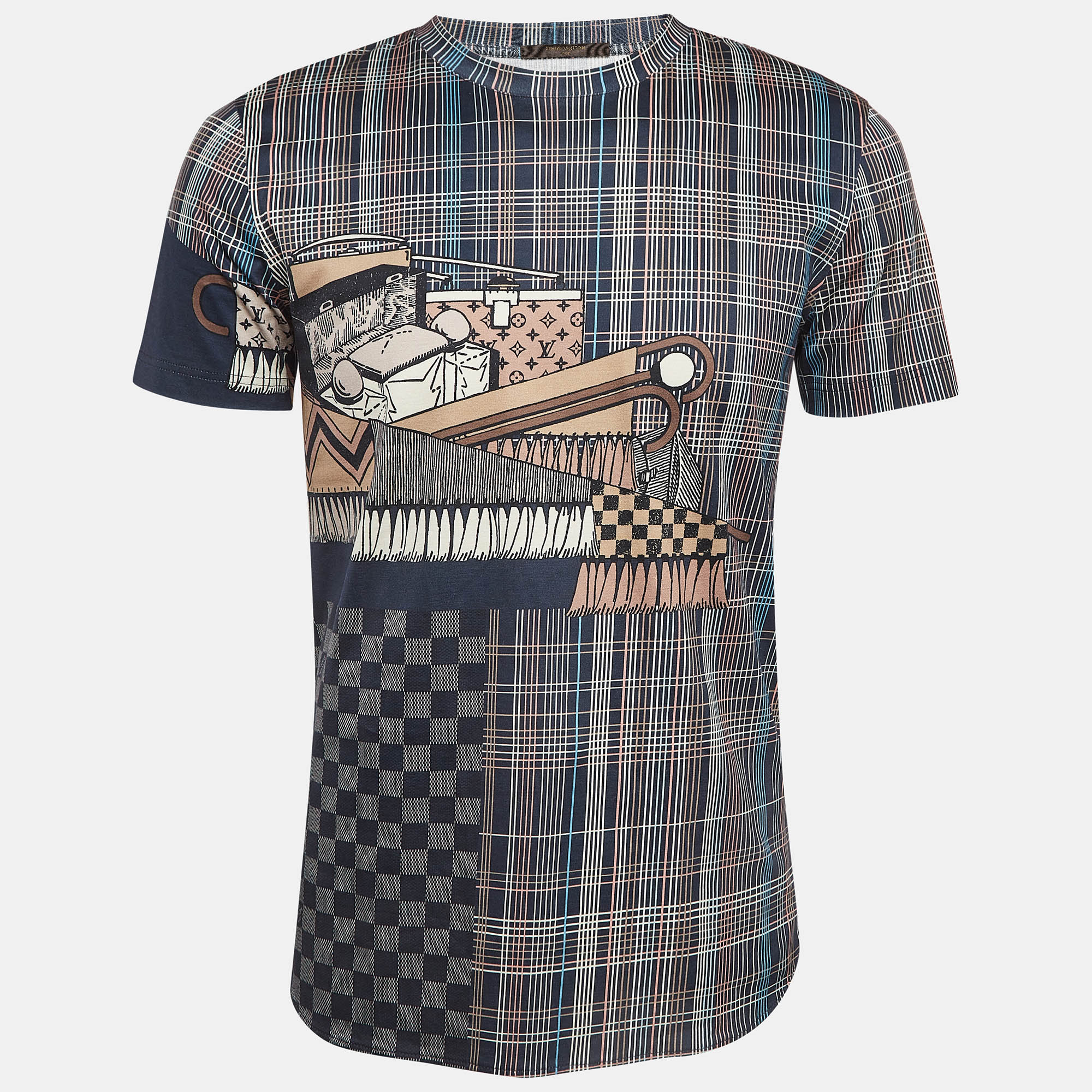 LOUIS VUITTON BLUE PRET A PARTIR PRINT COTTON T-SHIRT