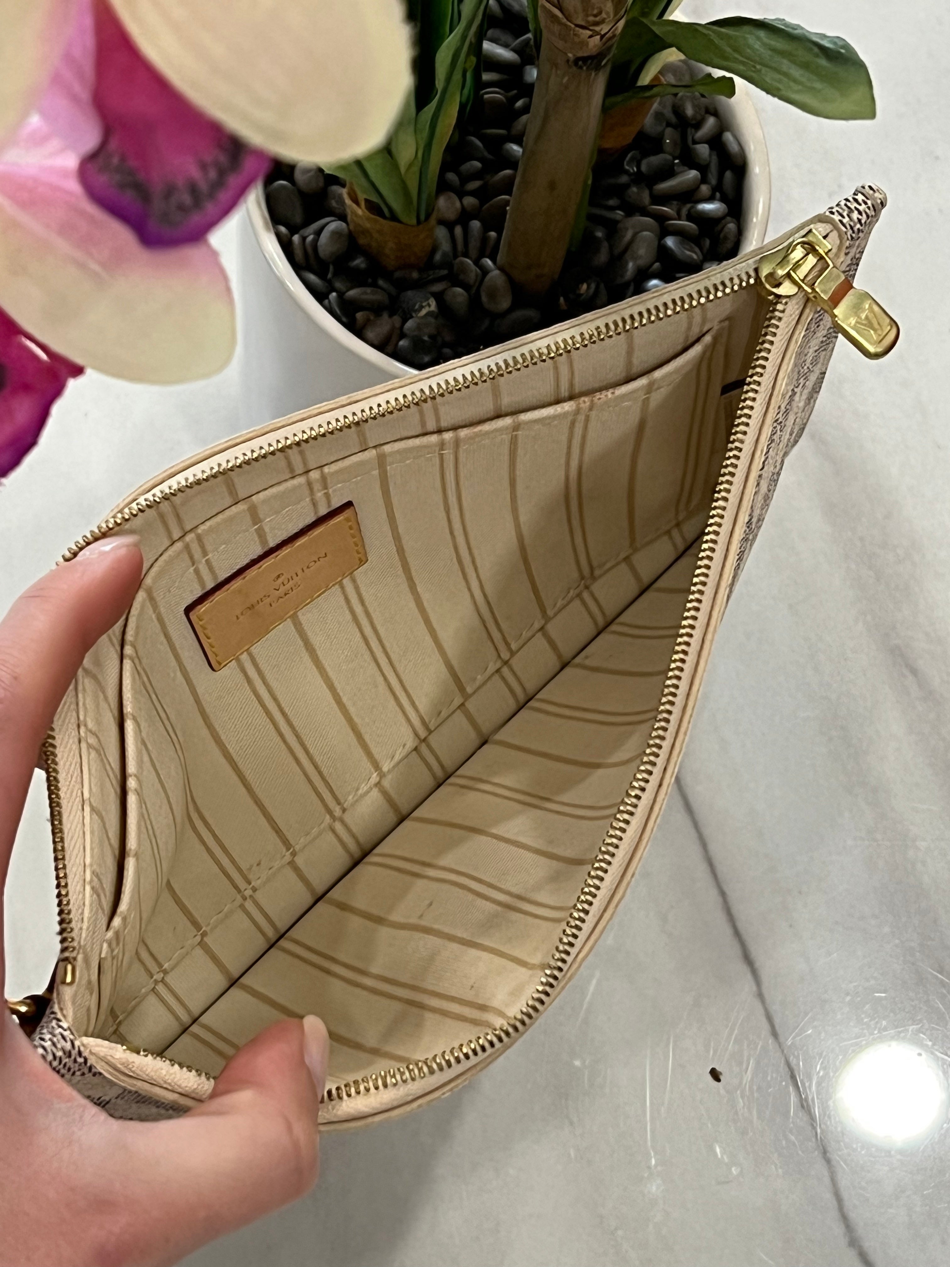 LOUIS VUITTON DAMIER AZUR NEVERFULL MM GM POCHETTE
