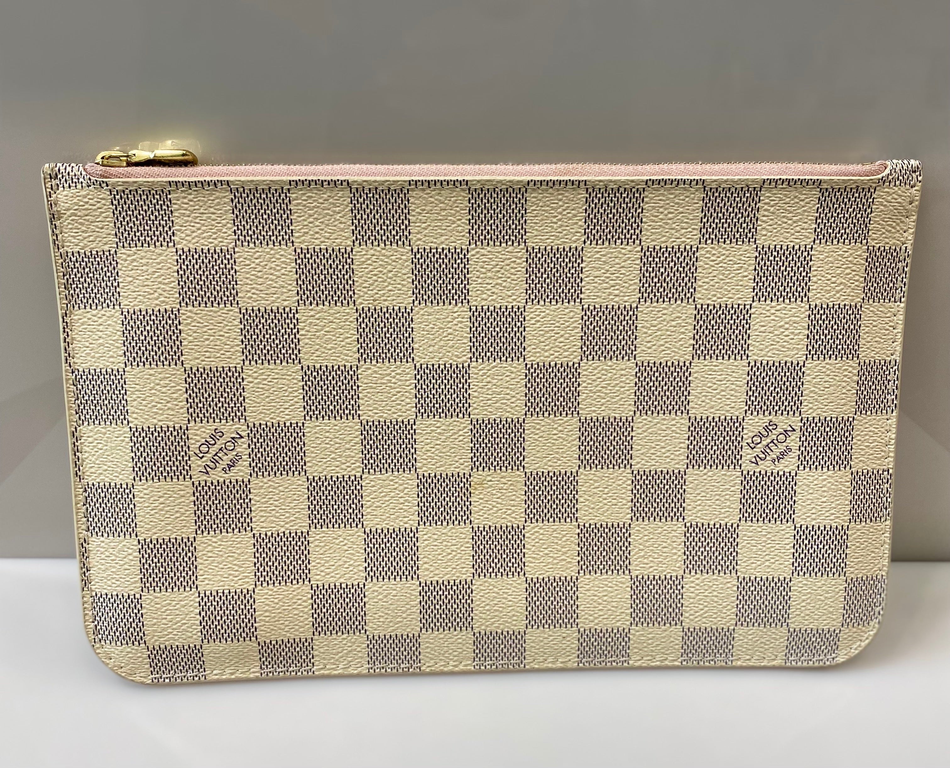 LOUIS VUITTON DAMIER AZUR NEVERFULL POCHETTE ROSE BALLERINE