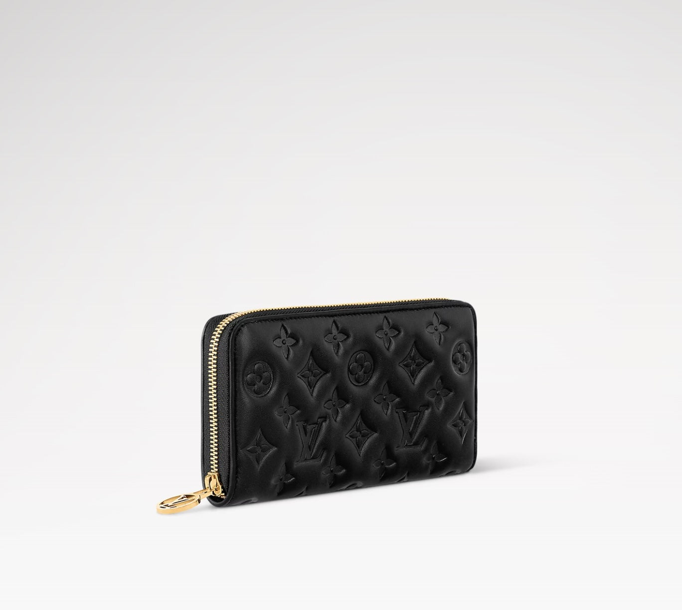 LOUIS VUITTON LAMBSKIN EMBOSSED MONOGRAM COUSSIN ZIPPY WALLET