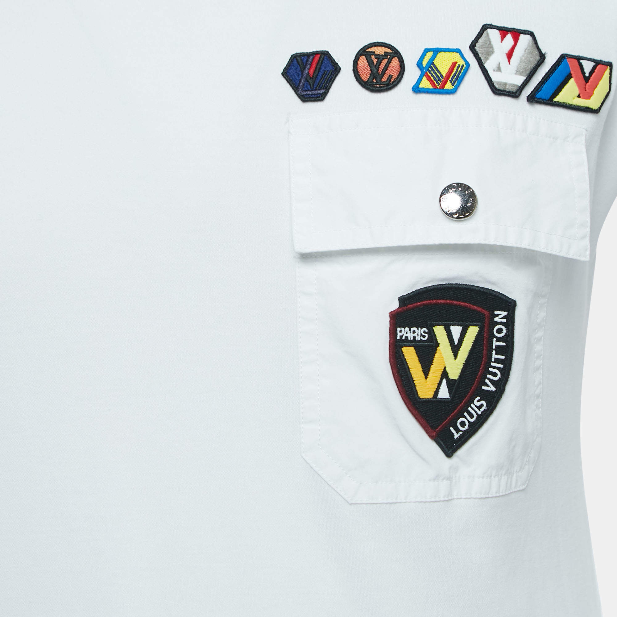LOUIS VUITTON LOGO APPLIQUÉ PATCHES POCKET T-SHIRT