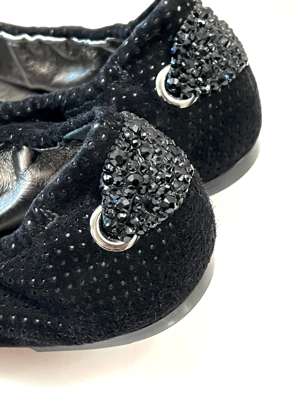 LOUIS VUITTON METALLIC LEATHER & SEQUINS BALLET FLATS
