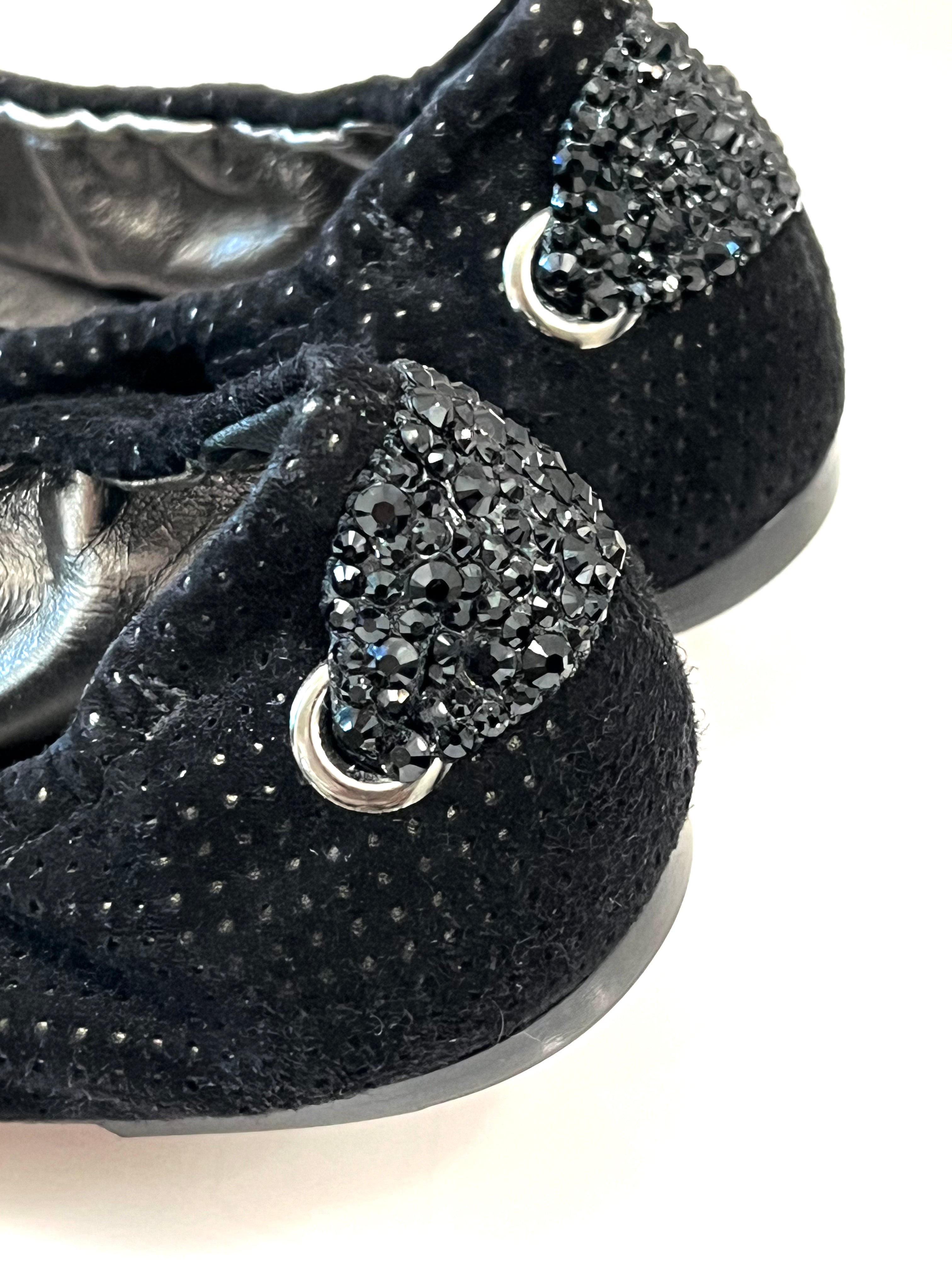LOUIS VUITTON METALLIC LEATHER & SEQUINS BALLET FLATS
