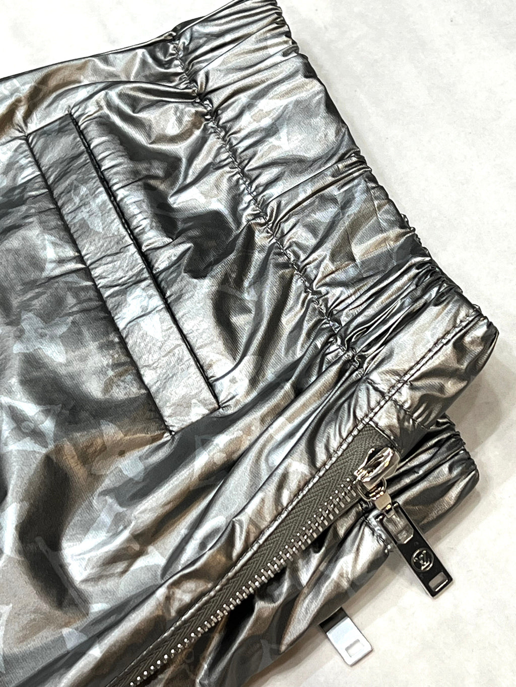 LOUIS VUITTON METALLIC SILVER MONOGRAM TRACK PANTS