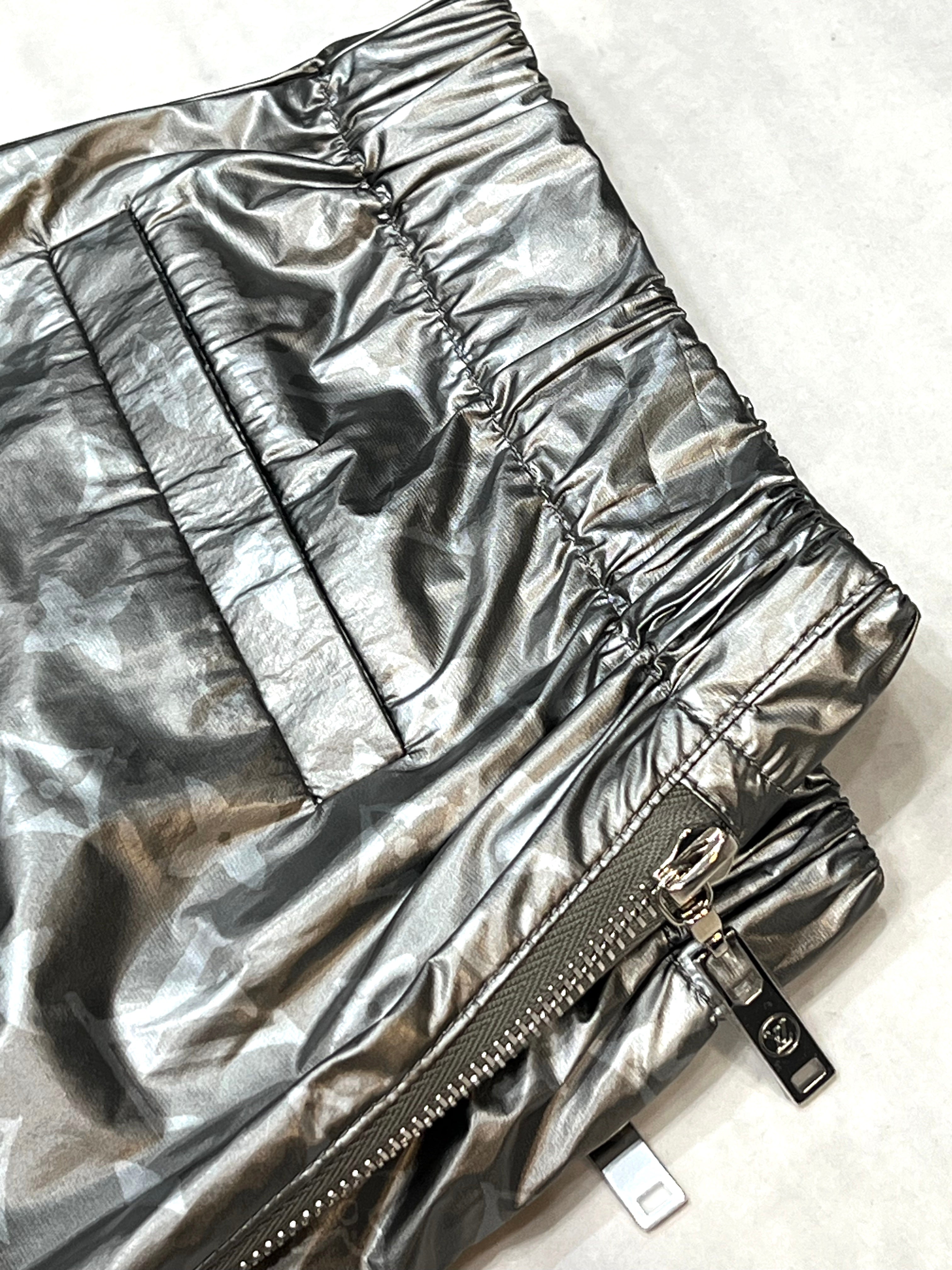 LOUIS VUITTON METALLIC SILVER MONOGRAM TRACK PANTS