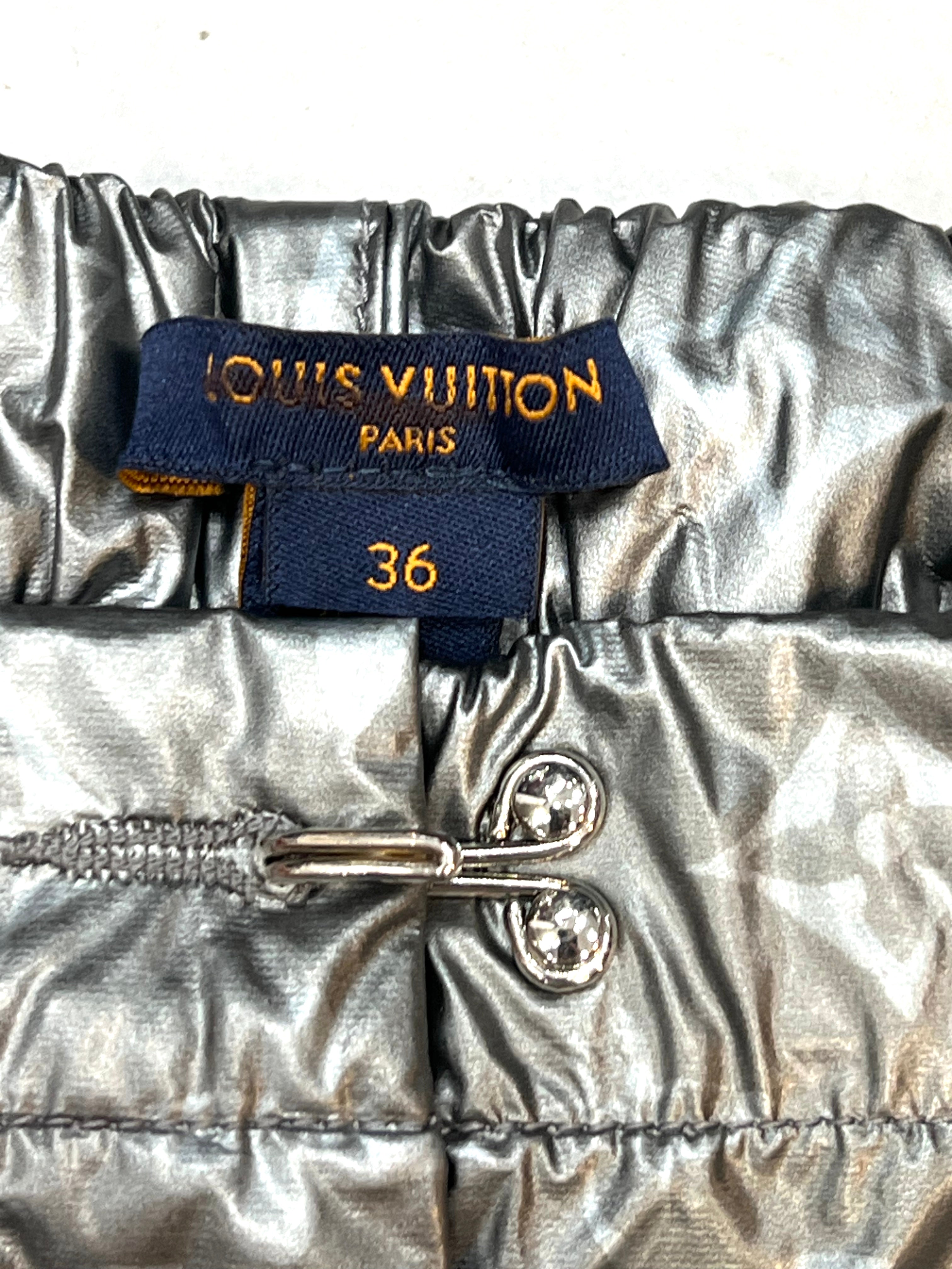 LOUIS VUITTON METALLIC SILVER MONOGRAM TRACK PANTS