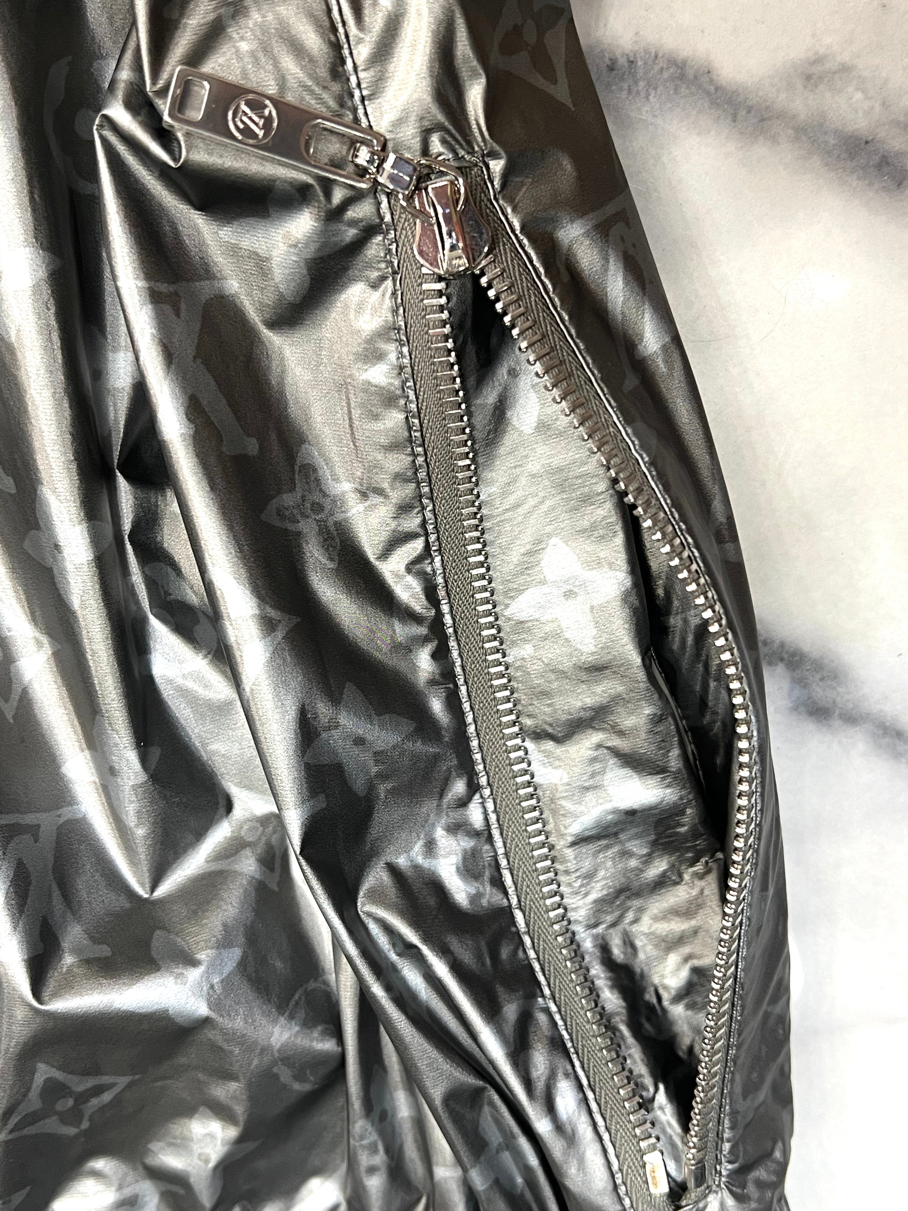LOUIS VUITTON METALLIC SILVER MONOGRAM TRACK PANTS