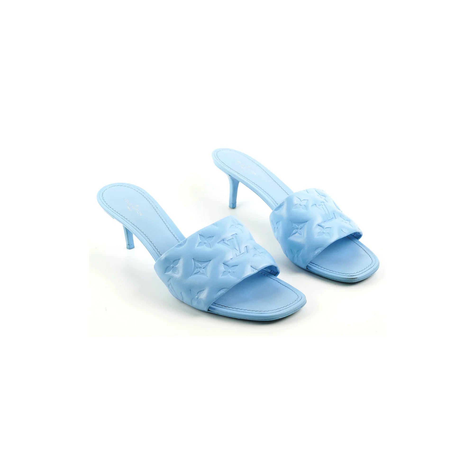 LV LAMBSKIN MONOGRAM EMBOSSED LEATHER REVIVAL MULES